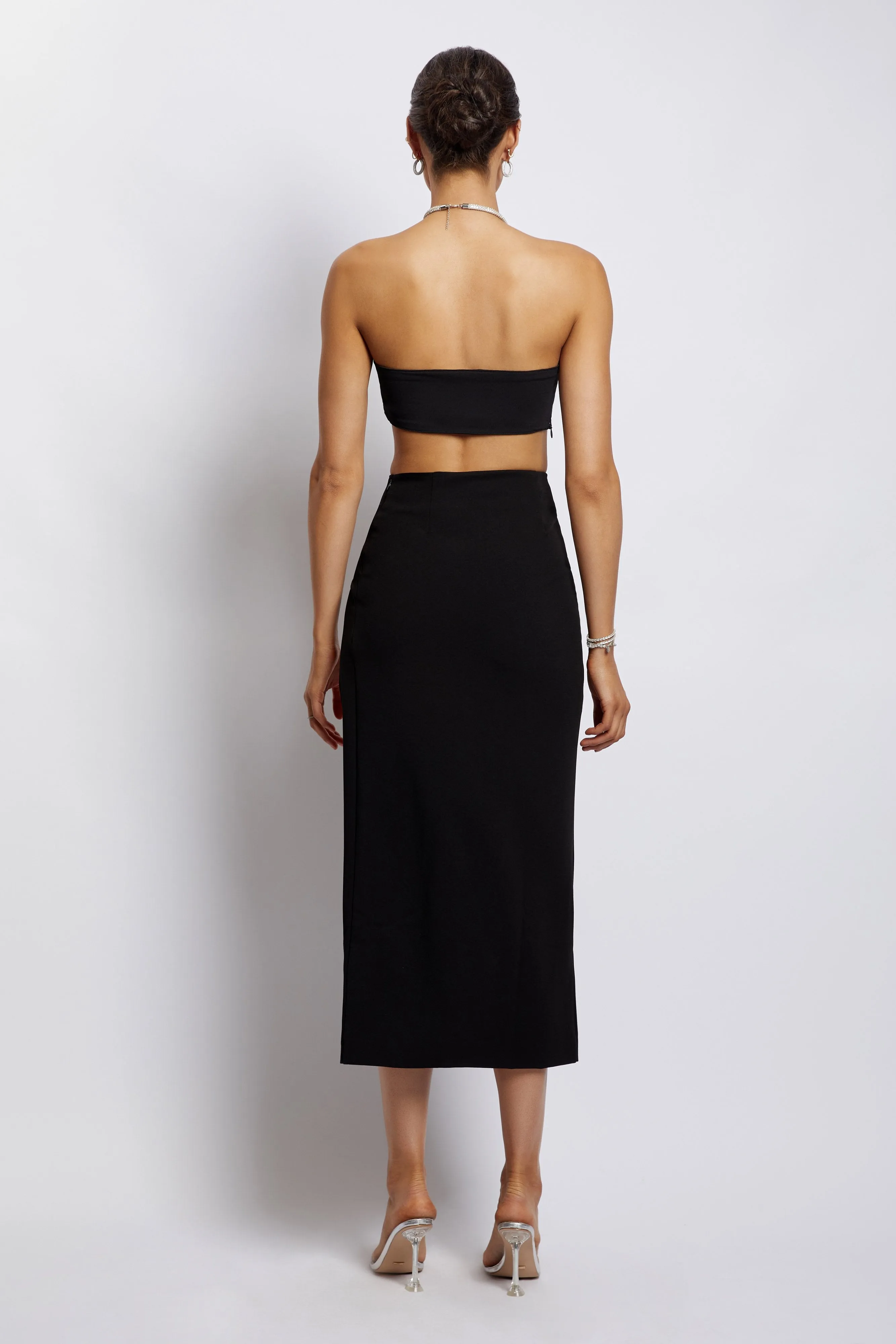 Lea Diamante Chain Halter Neck Crop Top - Black sold by Meshki product image thumbnail 2