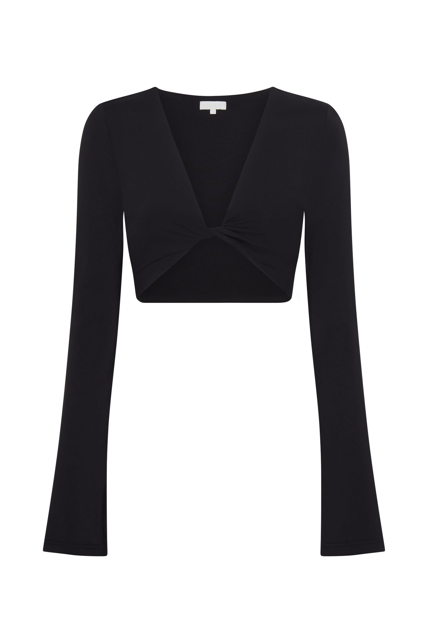 Samantha Long Sleeve Twist Front Crop Top - Black sold by Meshki product image thumbnail 7