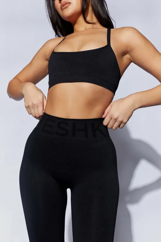 Nyx Cross Back Seamless Crop - Black sold by Meshki