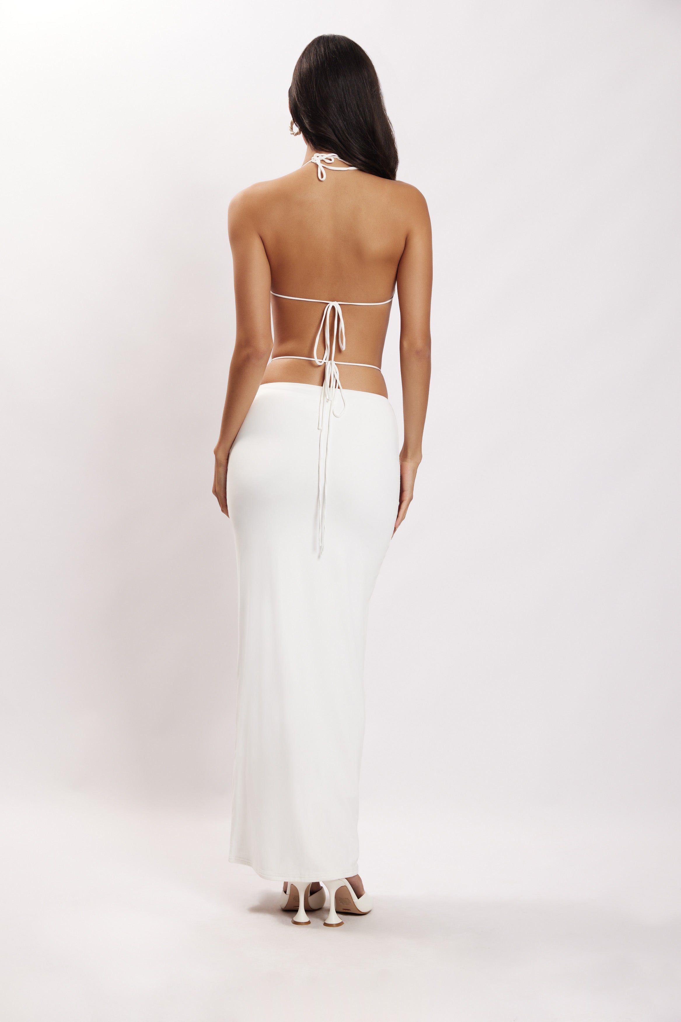 Amber Ruched Halter Crop Top - White sold by Meshki product image thumbnail 2