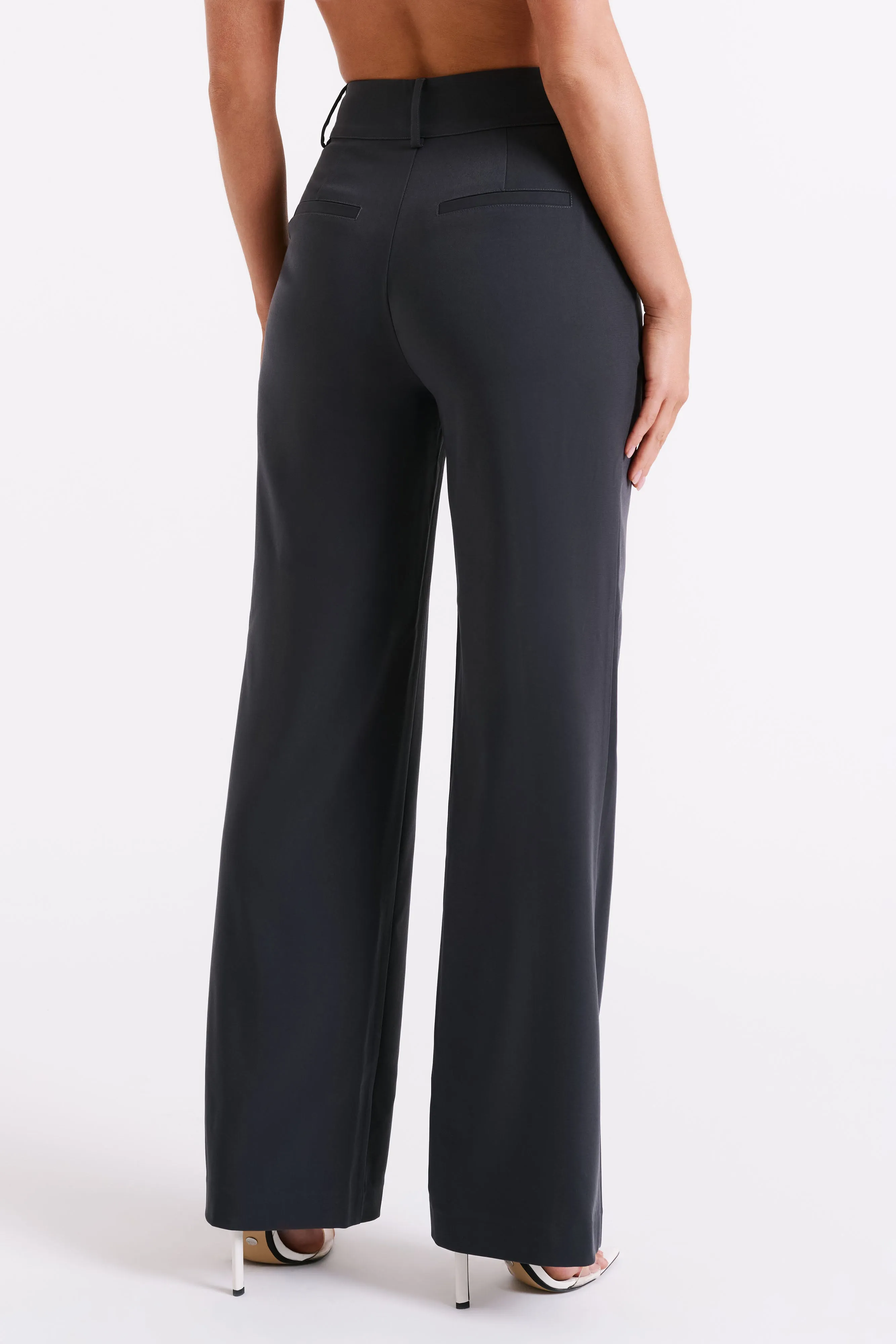 Lisa High Waist Suiting Trousers - Charcoal sold by Meshki product image thumbnail 2
