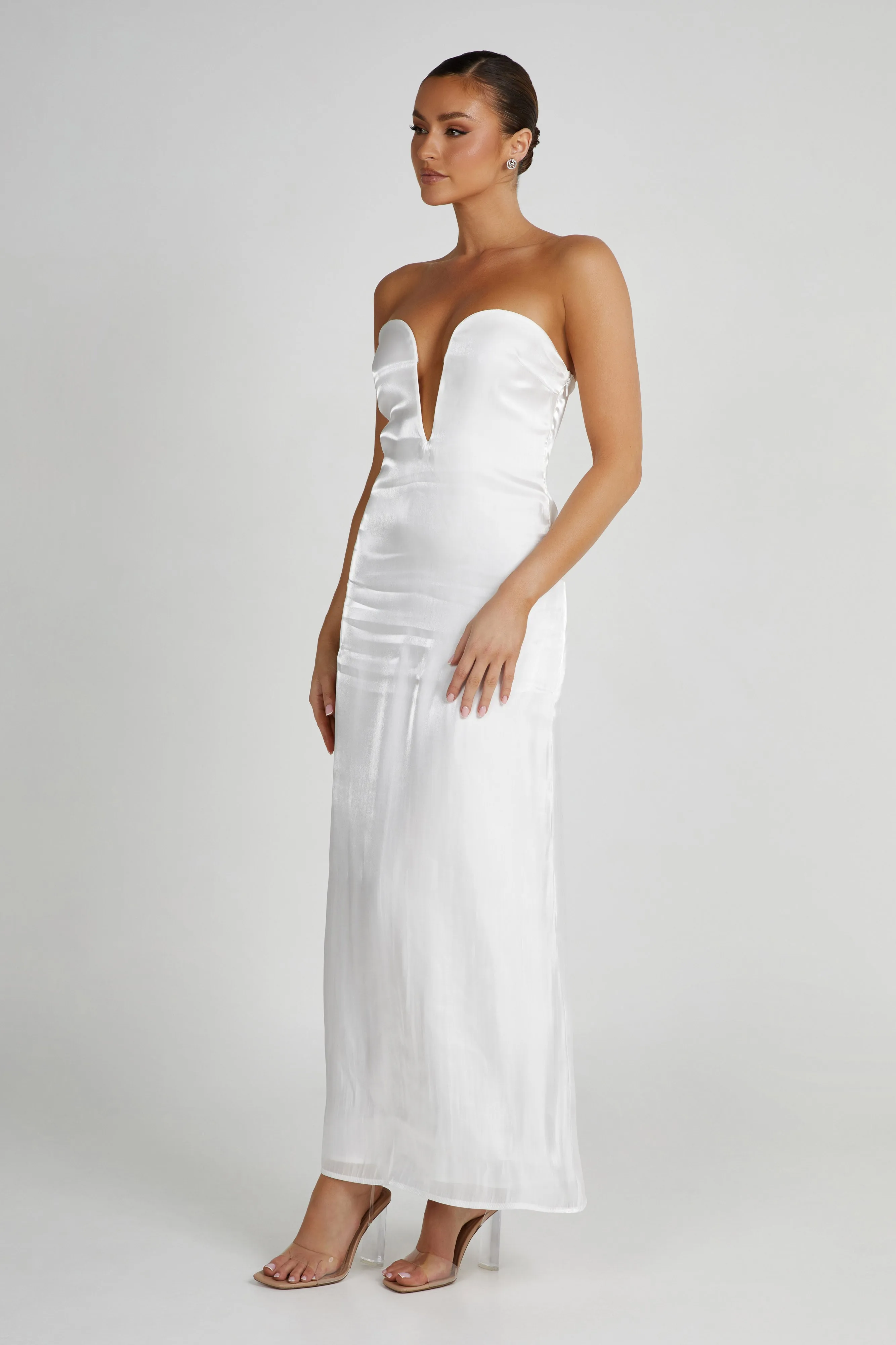 Chantelle Liquid Satin Midi Dress - White sold by Meshki product image thumbnail 4