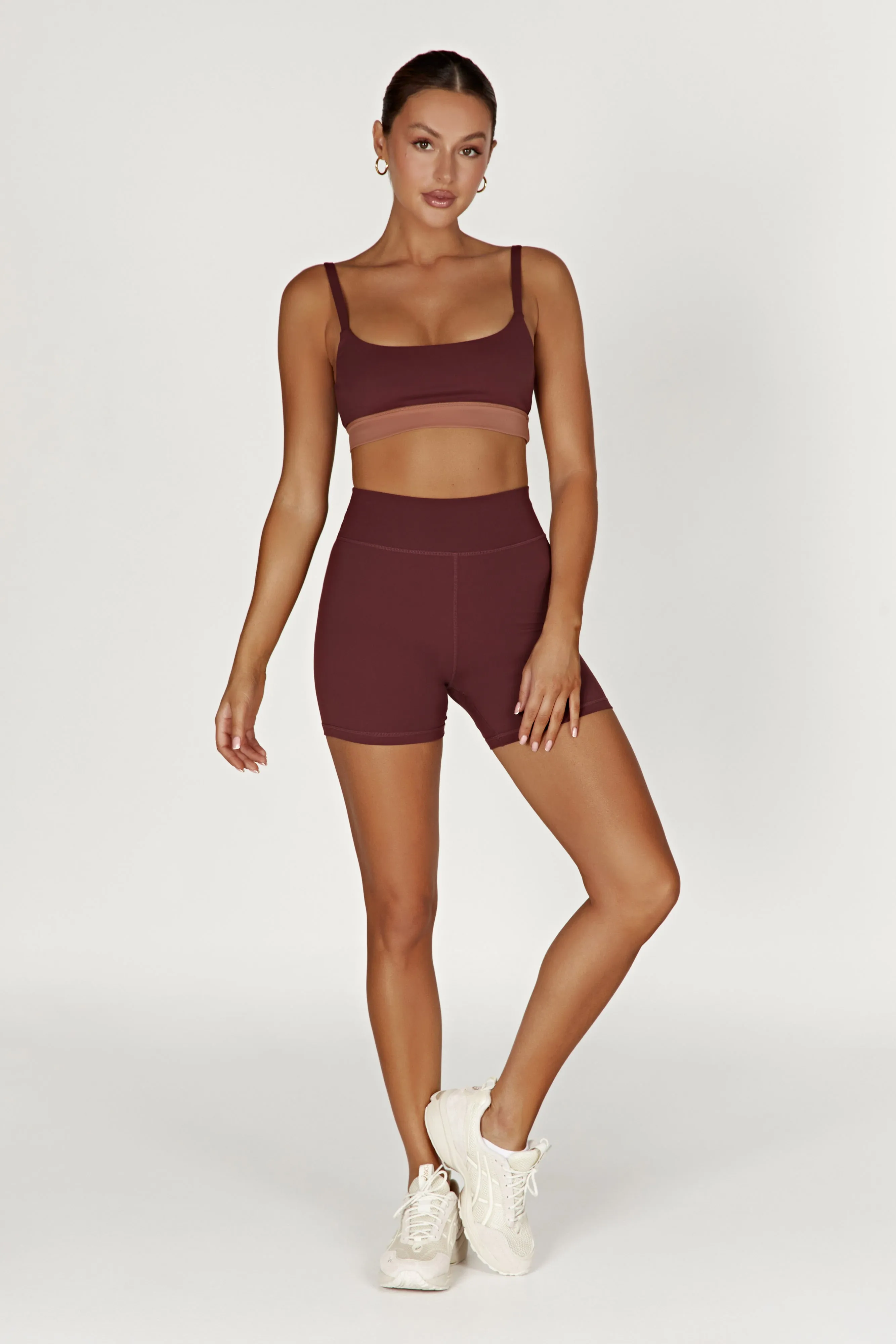 Nickie Two Tone Sports Bralette - Mahogany/Tan sold by Meshki product image thumbnail 5