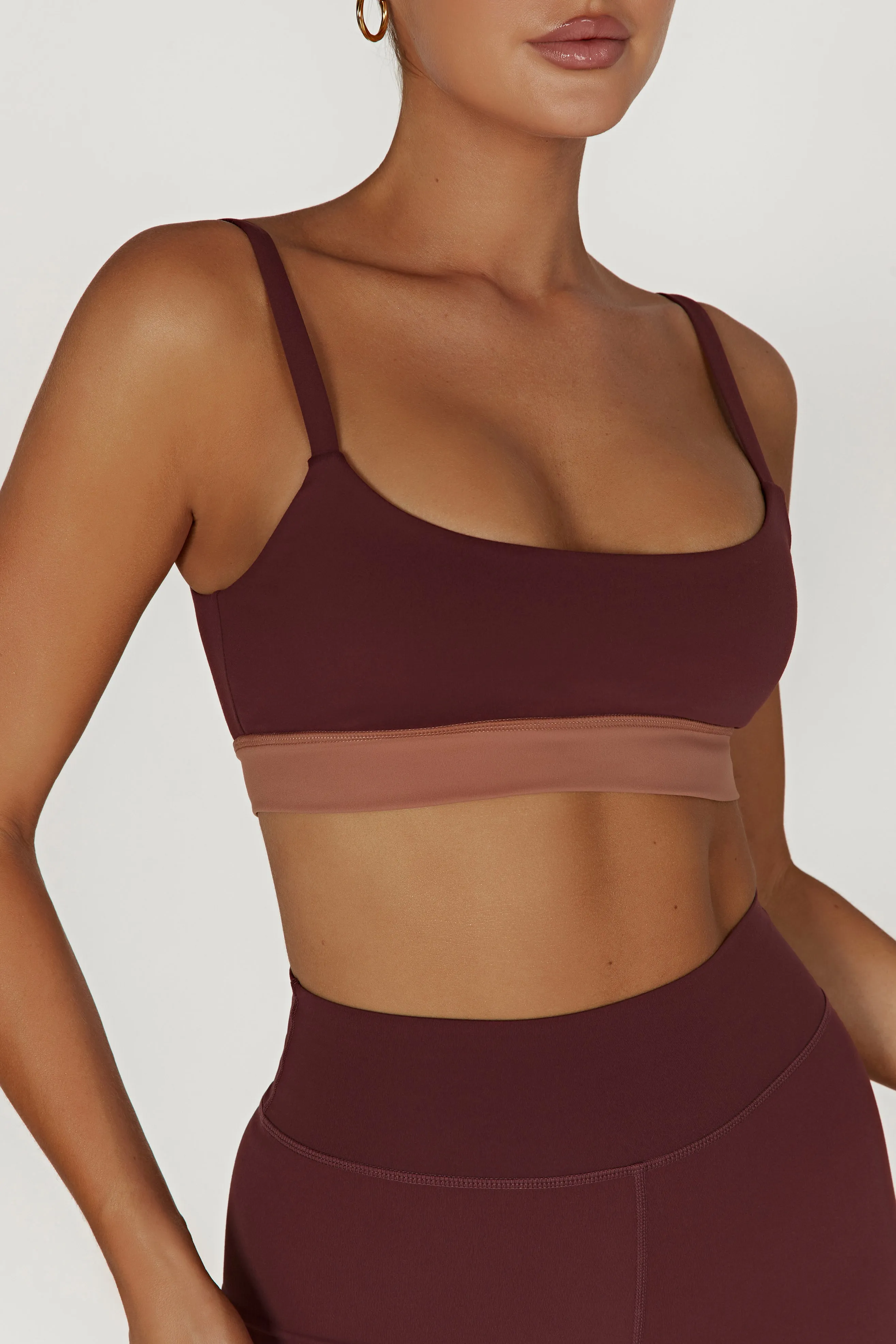 Nickie Two Tone Sports Bralette - Mahogany/Tan sold by Meshki product image thumbnail 2