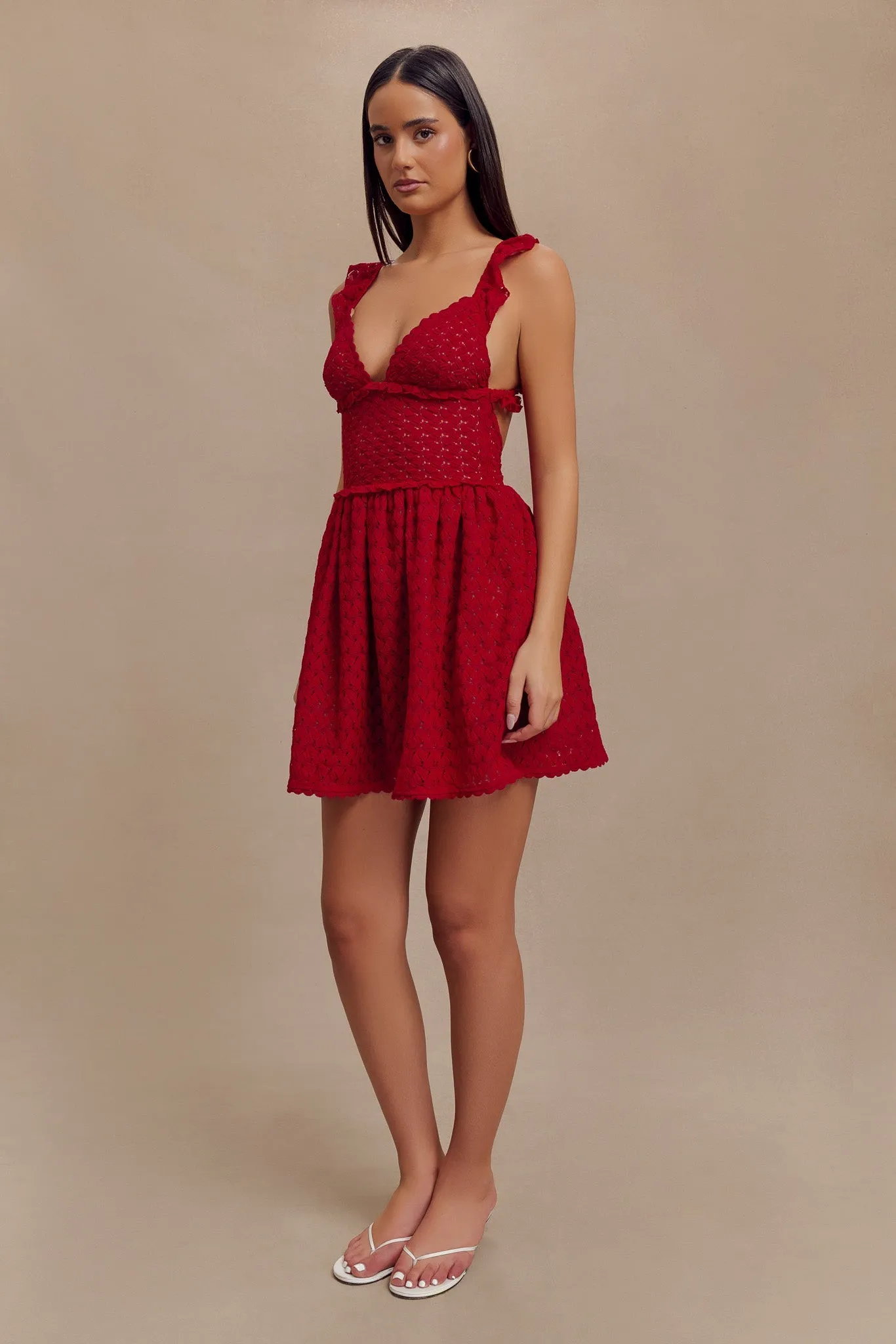 Ezra Lace Mini Dress - Deep Red sold by Meshki product image thumbnail 3