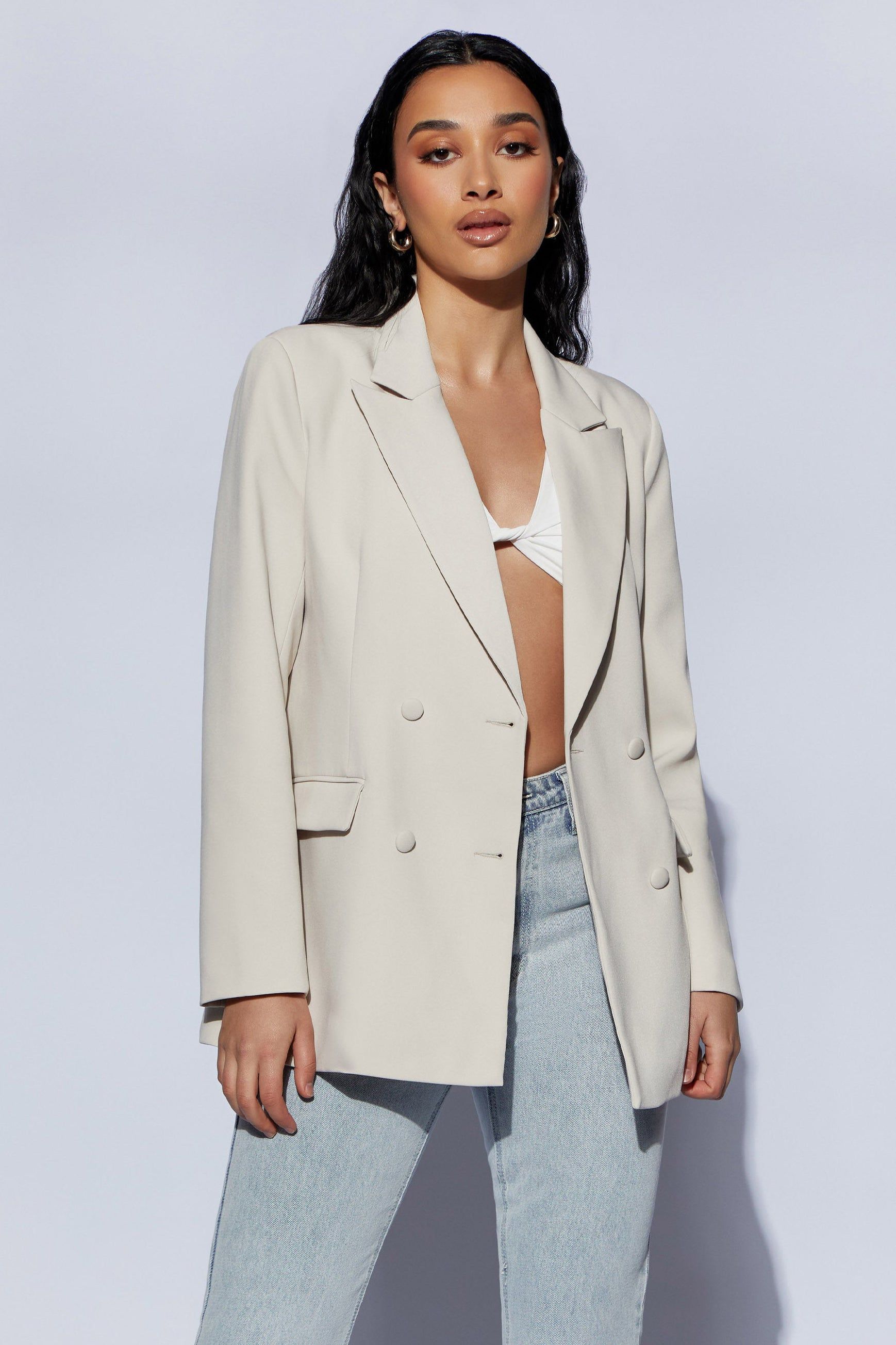 Rosana Oversized Cinched Blazer - Wheat sold by Meshki product image thumbnail 2