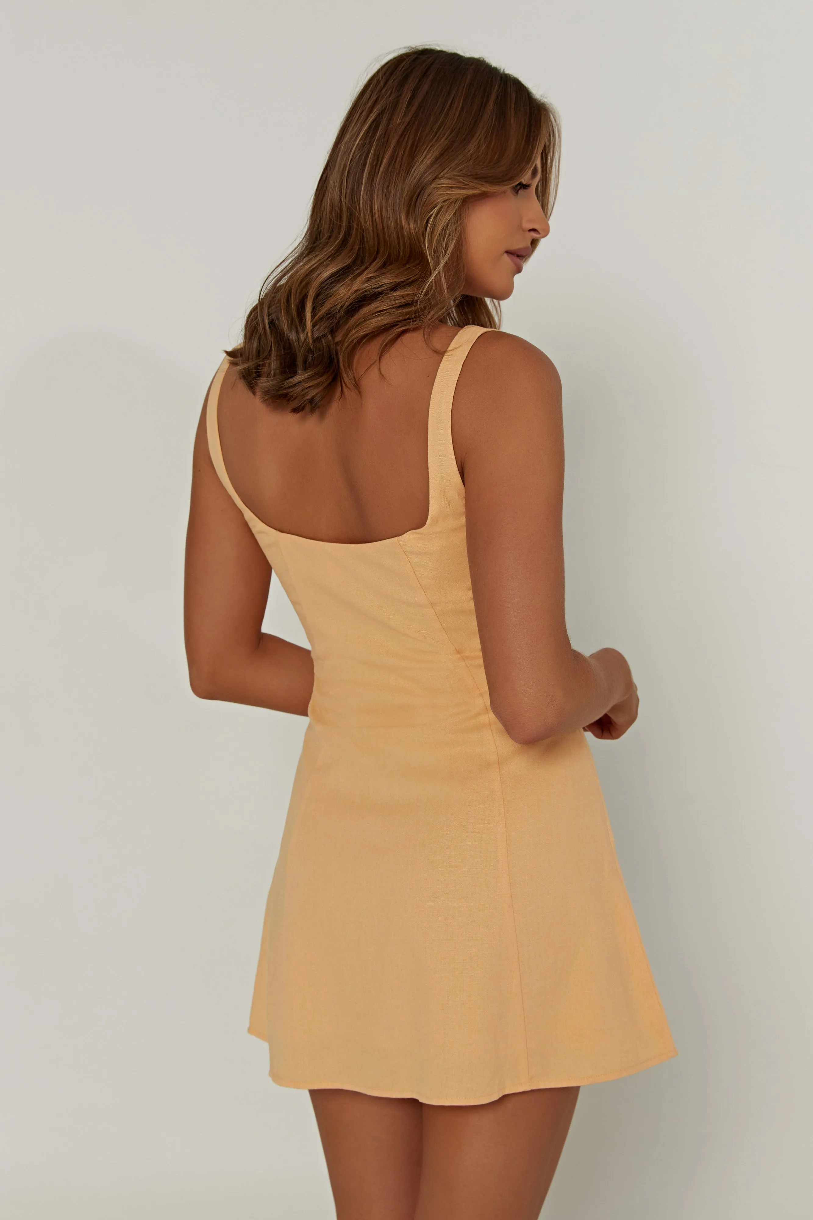 Tandie Linen Flare Mini Dress - Mango sold by Meshki product image thumbnail 2