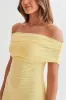 Josie Off Shoulder Mesh Mini Dress - Lemon sold by Meshki