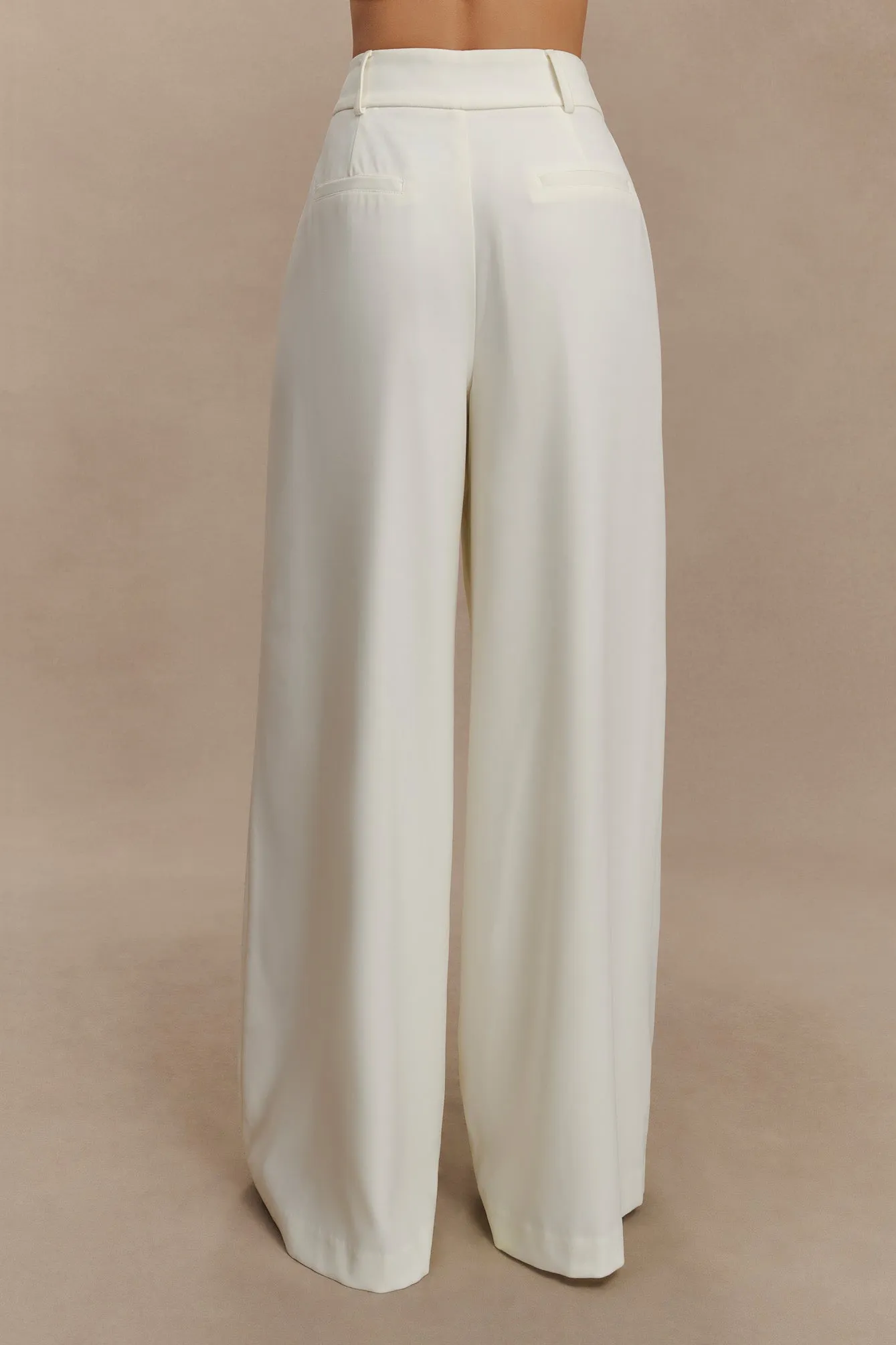Jacqueline Pleated Wide Leg Pants - Ivory sold by Meshki product image thumbnail 3