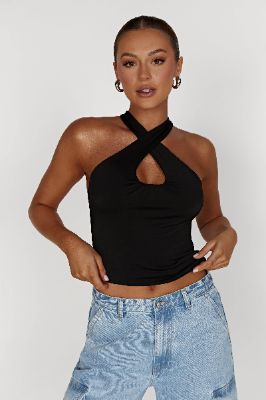 Ailsa Keyhole Halter Top - Black sold by Meshki