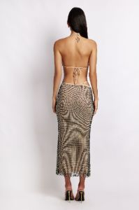 Rayne Mesh Diamante Midi Skirt - Iridescent Black sold by Meshki
