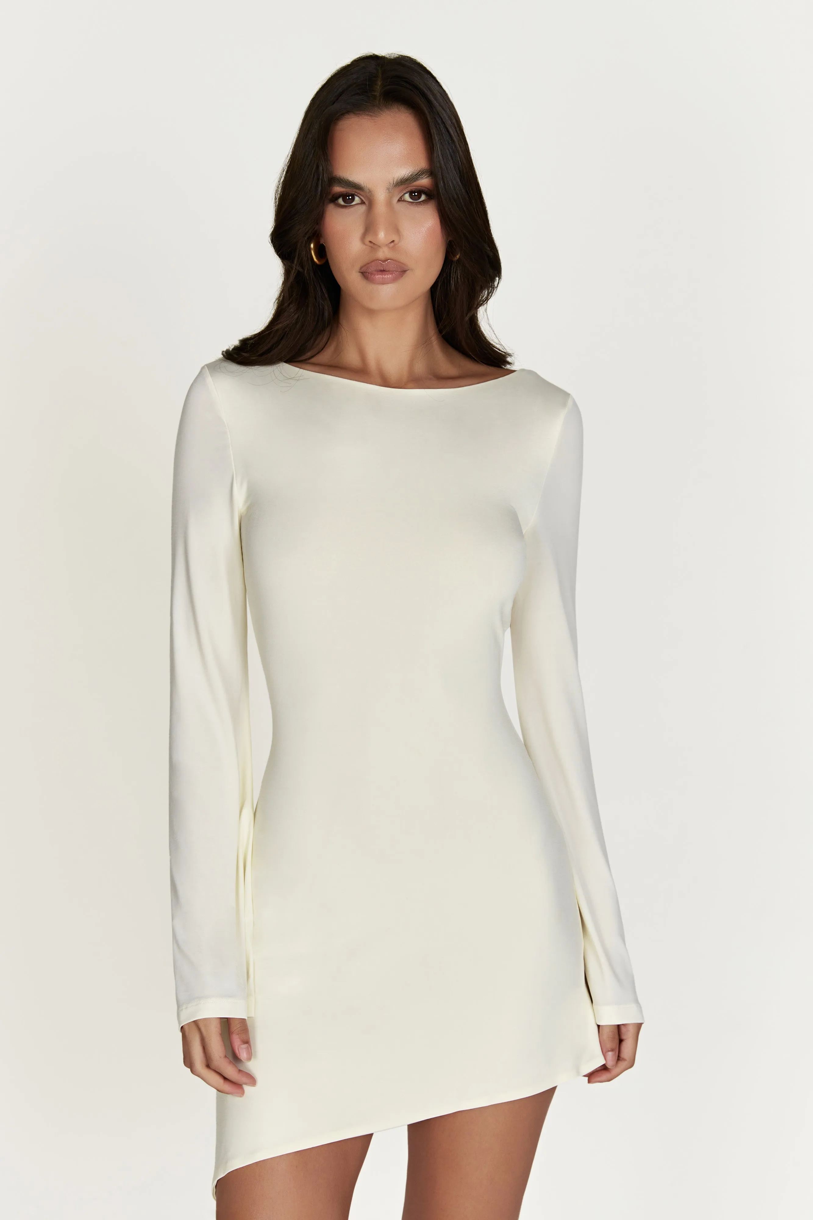 Melina Long Sleeve Mini Dress - Bone sold by Meshki product image thumbnail 2