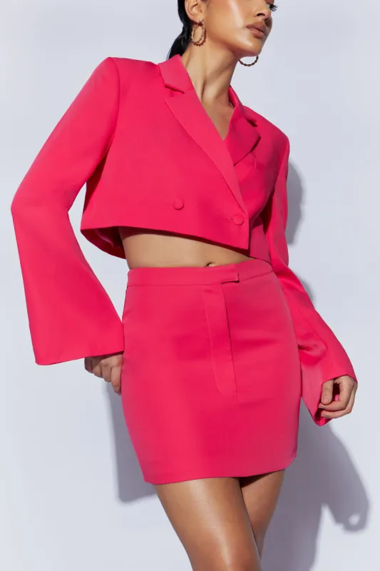 Josie Crepe Mini Skirt - Raspberry sold by Meshki