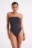 Romina Recycled Nylon Ruched Bodysuit - Charcoal sold by Meshki