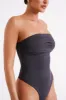 Romina Recycled Nylon Ruched Bodysuit - Charcoal sold by Meshki