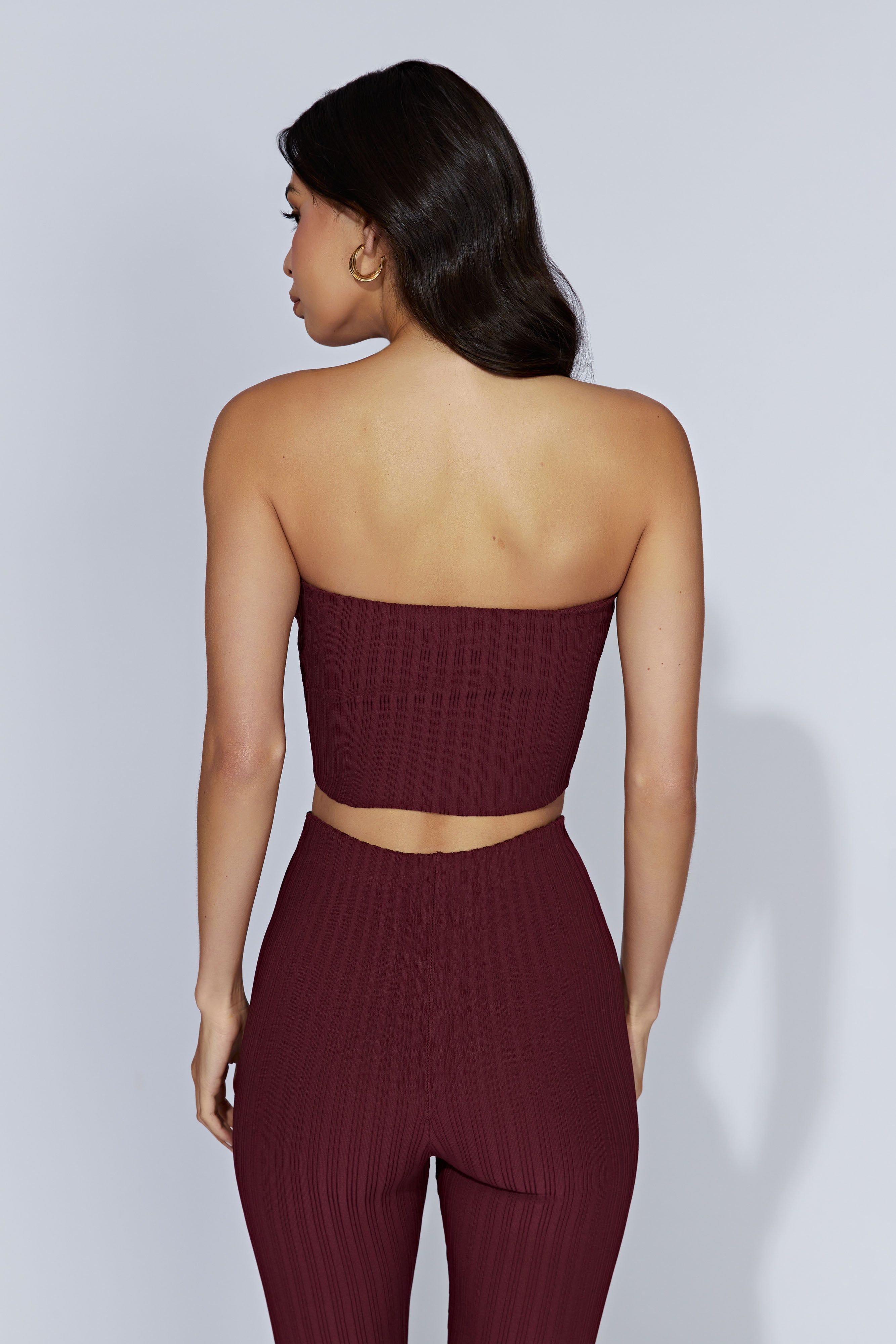 Jordi Strapless Knit Top - Cherry Chocolate sold by Meshki product image thumbnail 3