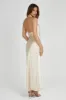 Laura Halter Satin Gown - Gold sold by Meshki