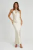 Laura Halter Satin Gown - Gold sold by Meshki