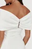 Gwyneth Off Shoulder Bow Mini Dress - White sold by Meshki