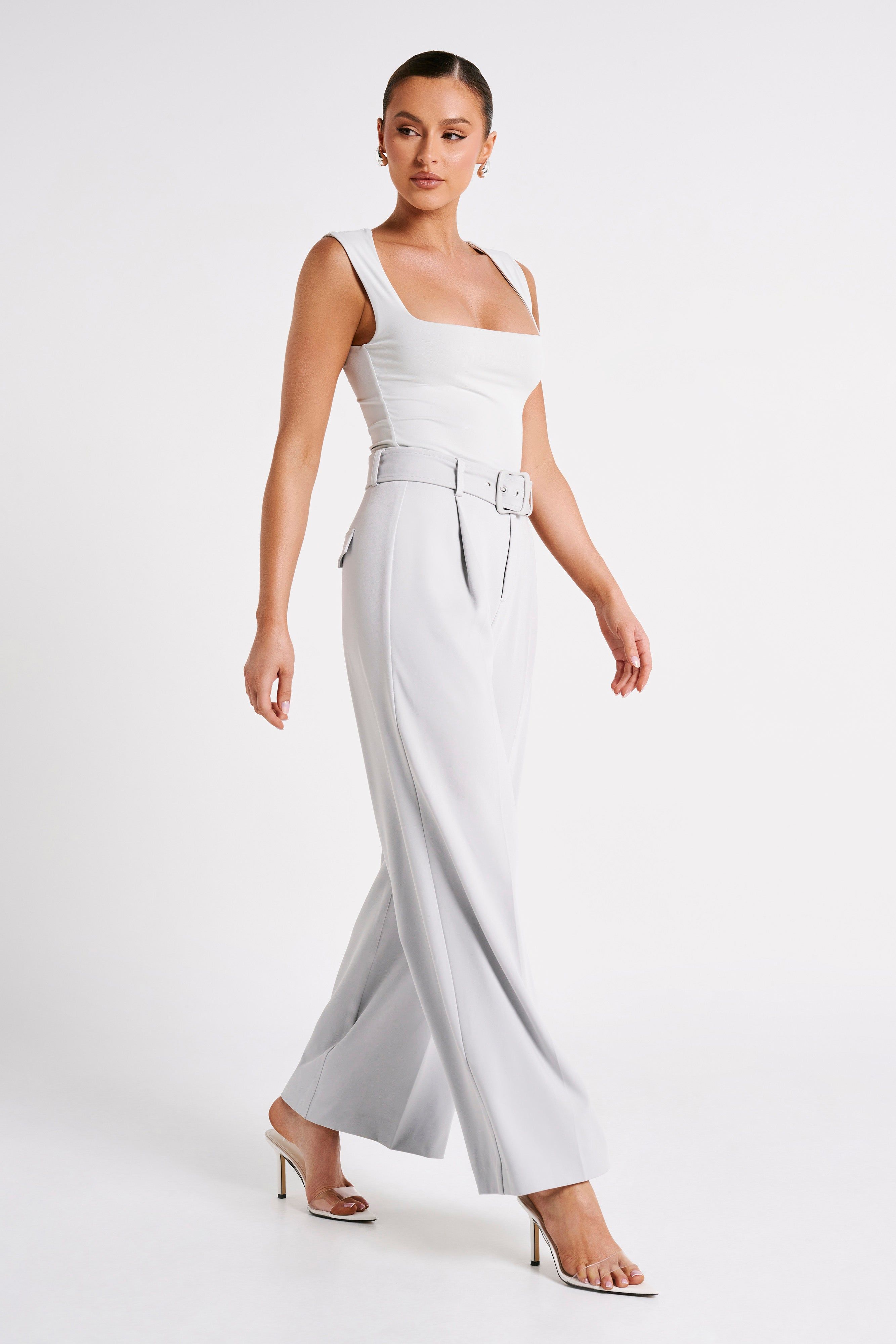 Linley Recycled Nylon Long Line Top - Ice Grey sold by Meshki product image thumbnail 5