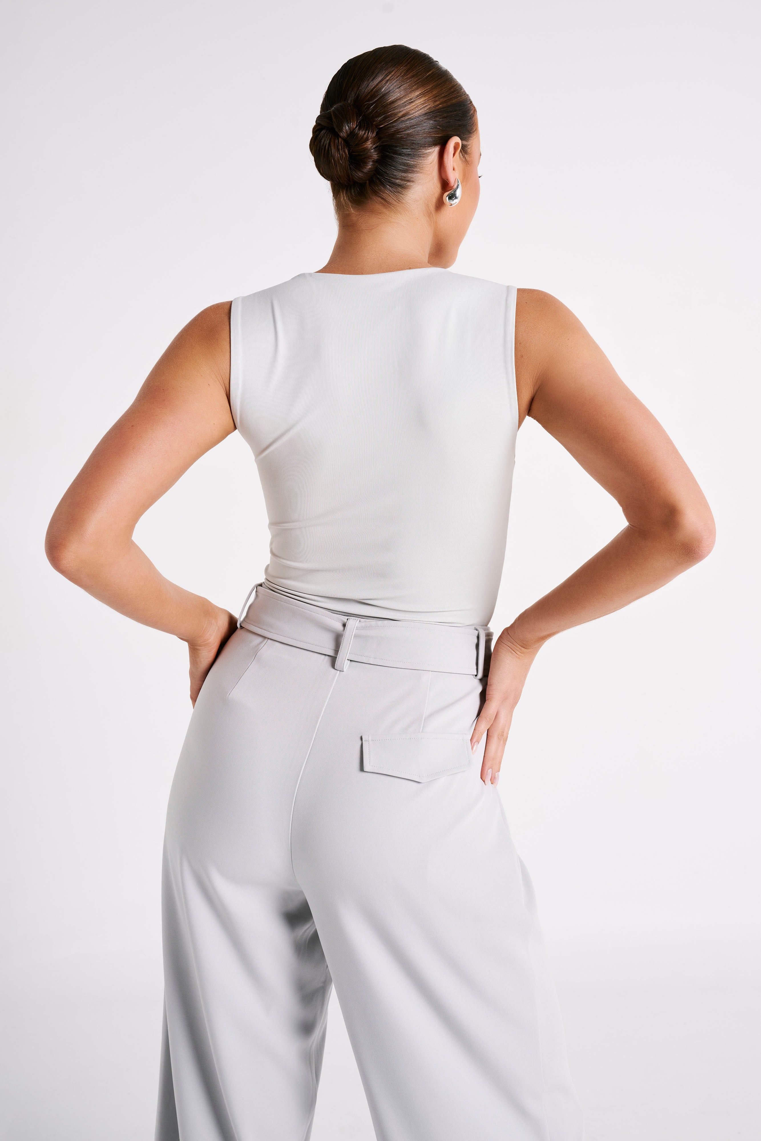 Linley Recycled Nylon Long Line Top - Ice Grey sold by Meshki product image thumbnail 2