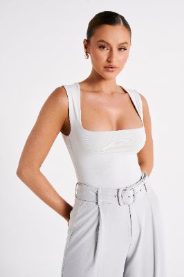 Linley Recycled Nylon Long Line Top - Ice Grey sold by Meshki