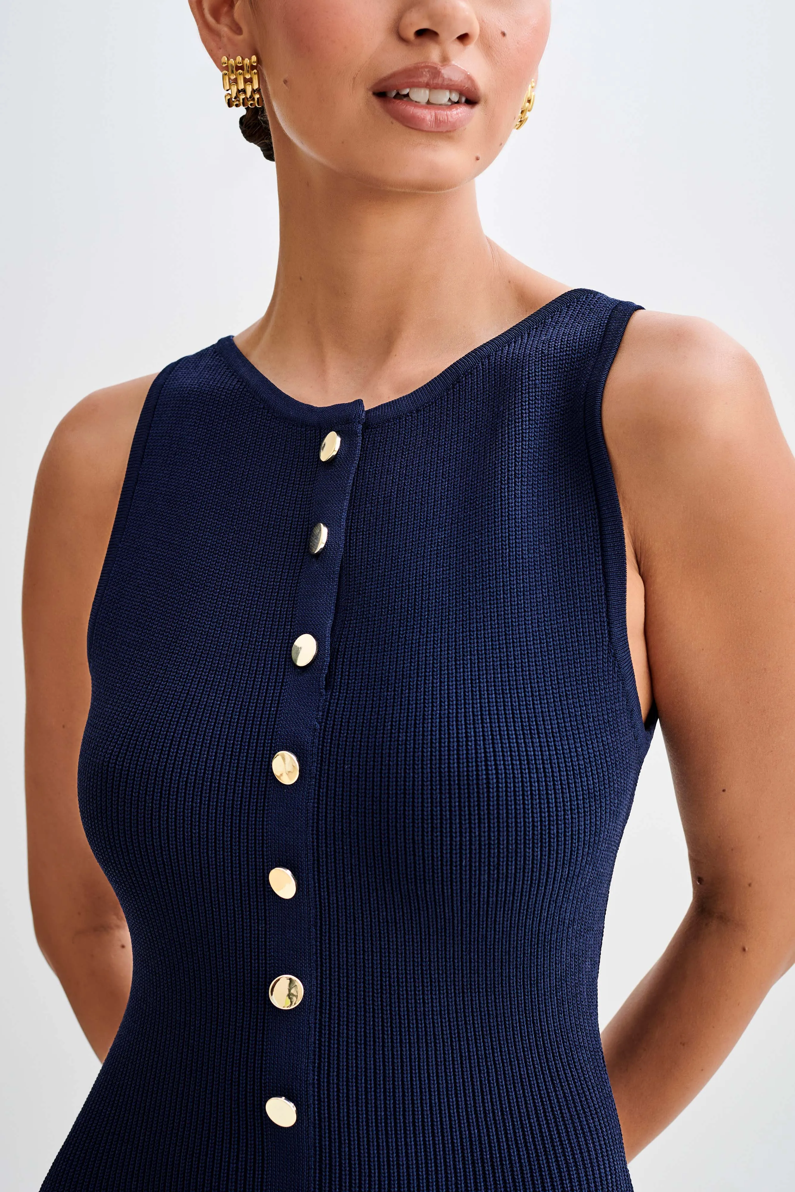 Sawyer Sleeveless Buttoned Maxi Dress - Navy sold by Meshki product image thumbnail 2