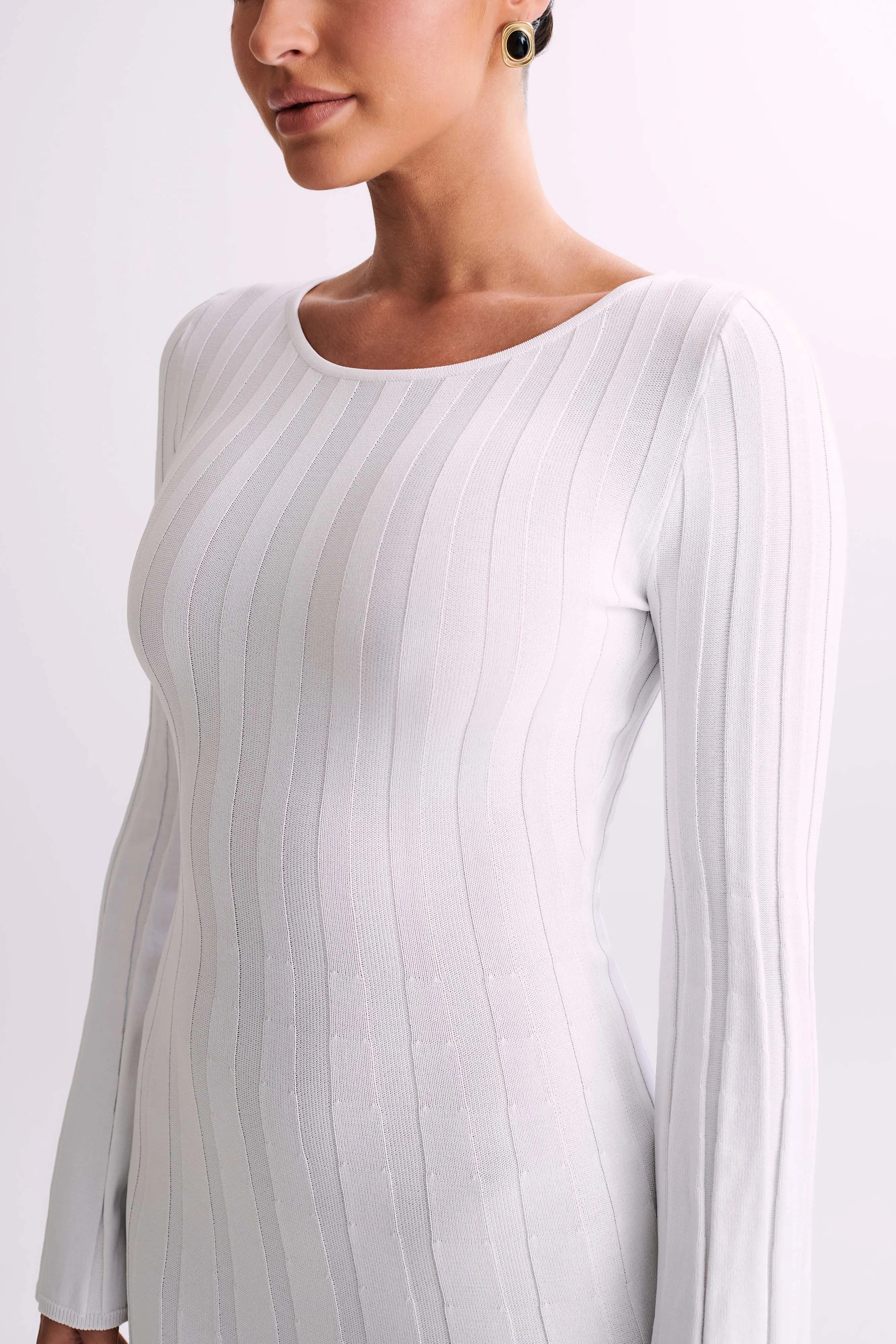 Mabel Long Sleeve Knit Maxi Dress - White sold by Meshki product image thumbnail 3