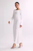 Mabel Long Sleeve Knit Maxi Dress - White sold by Meshki