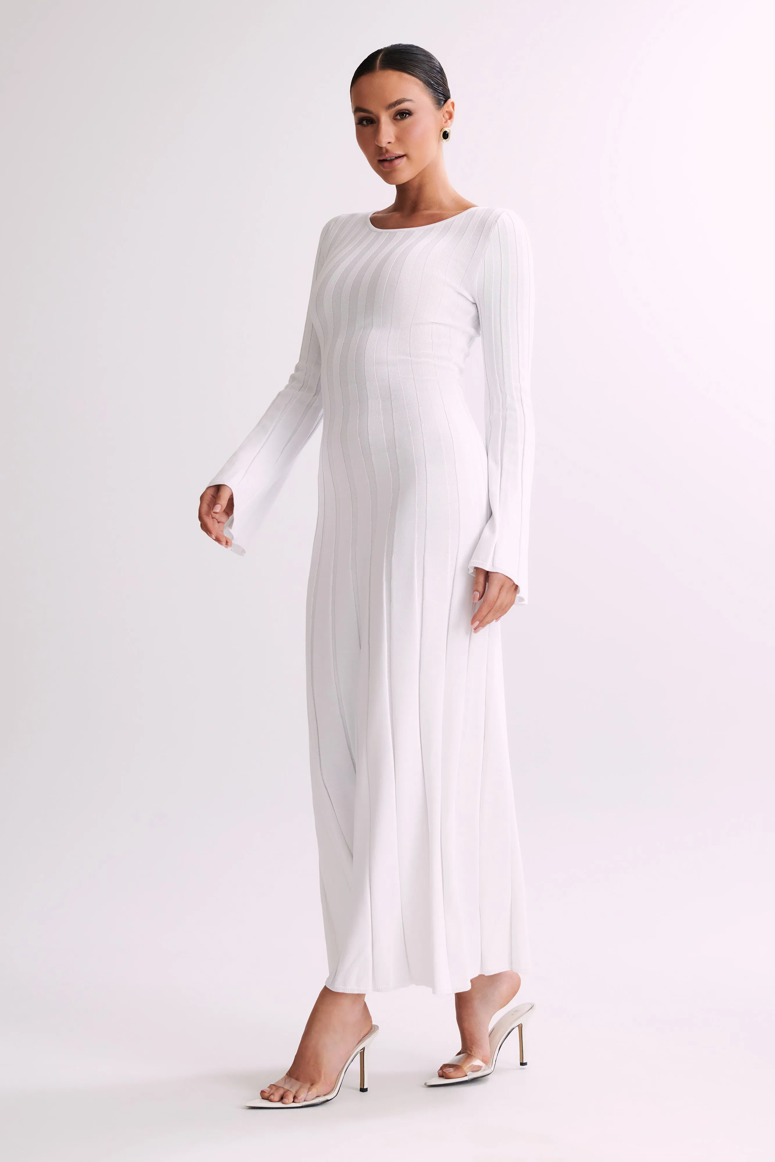 Mabel Long Sleeve Knit Maxi Dress - White sold by Meshki product image thumbnail 4