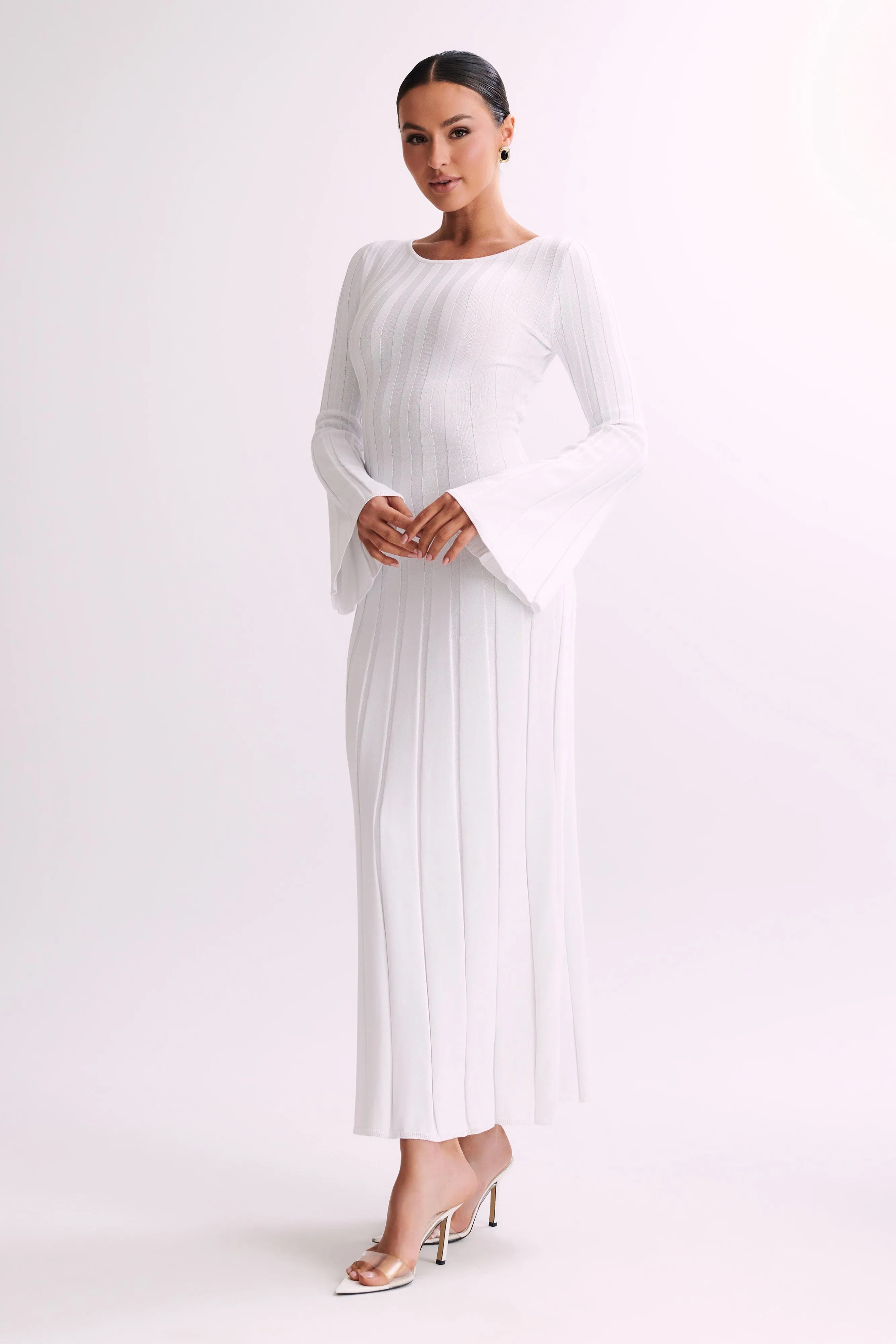 Mabel Long Sleeve Knit Maxi Dress - White sold by Meshki product image thumbnail 5