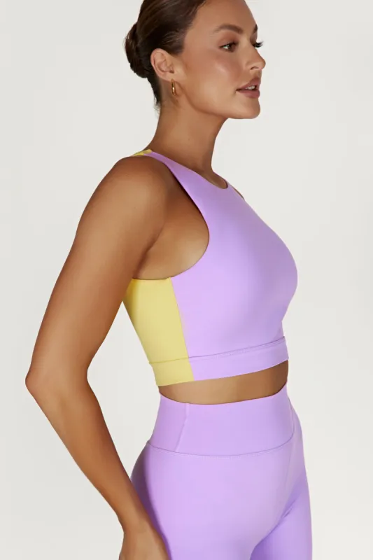 Lori Two Tone Racer Crop Top - Lilac/Yellow sold by Meshki