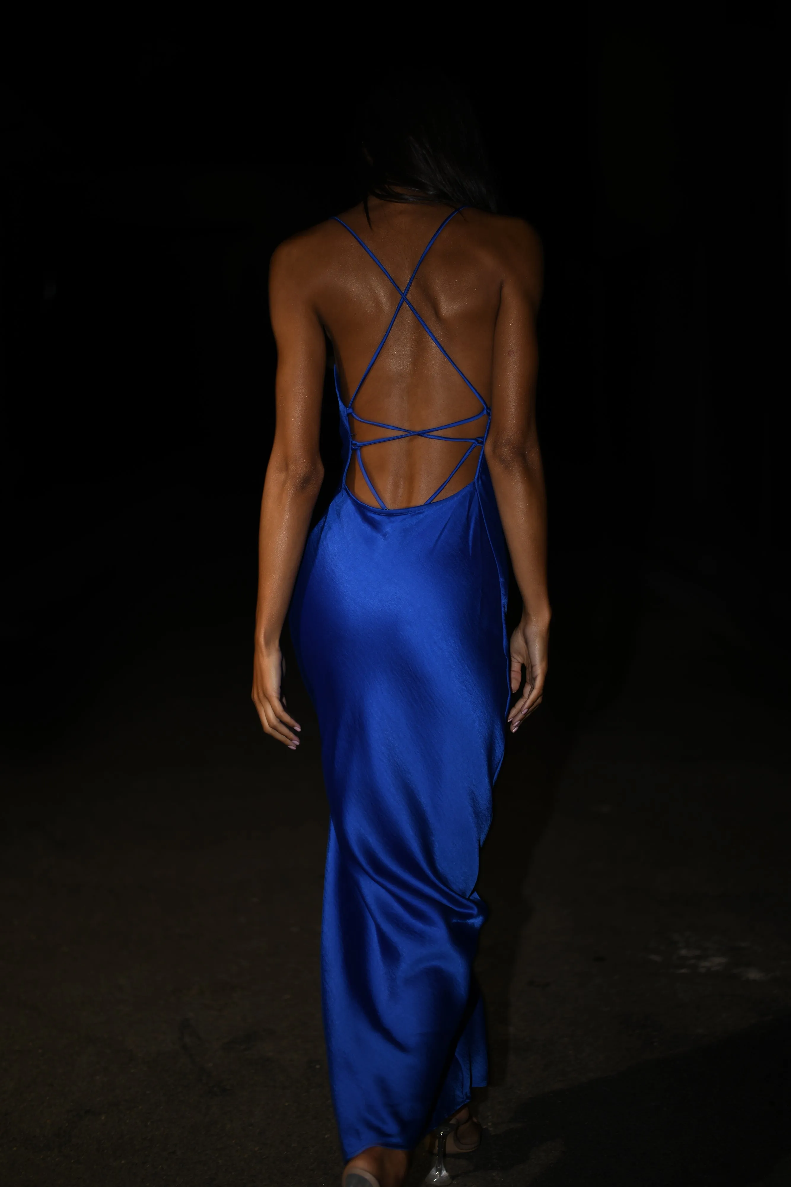 Sydney Straight Neck Slip Maxi Dress - Cobalt Blue sold by Meshki product image thumbnail 2