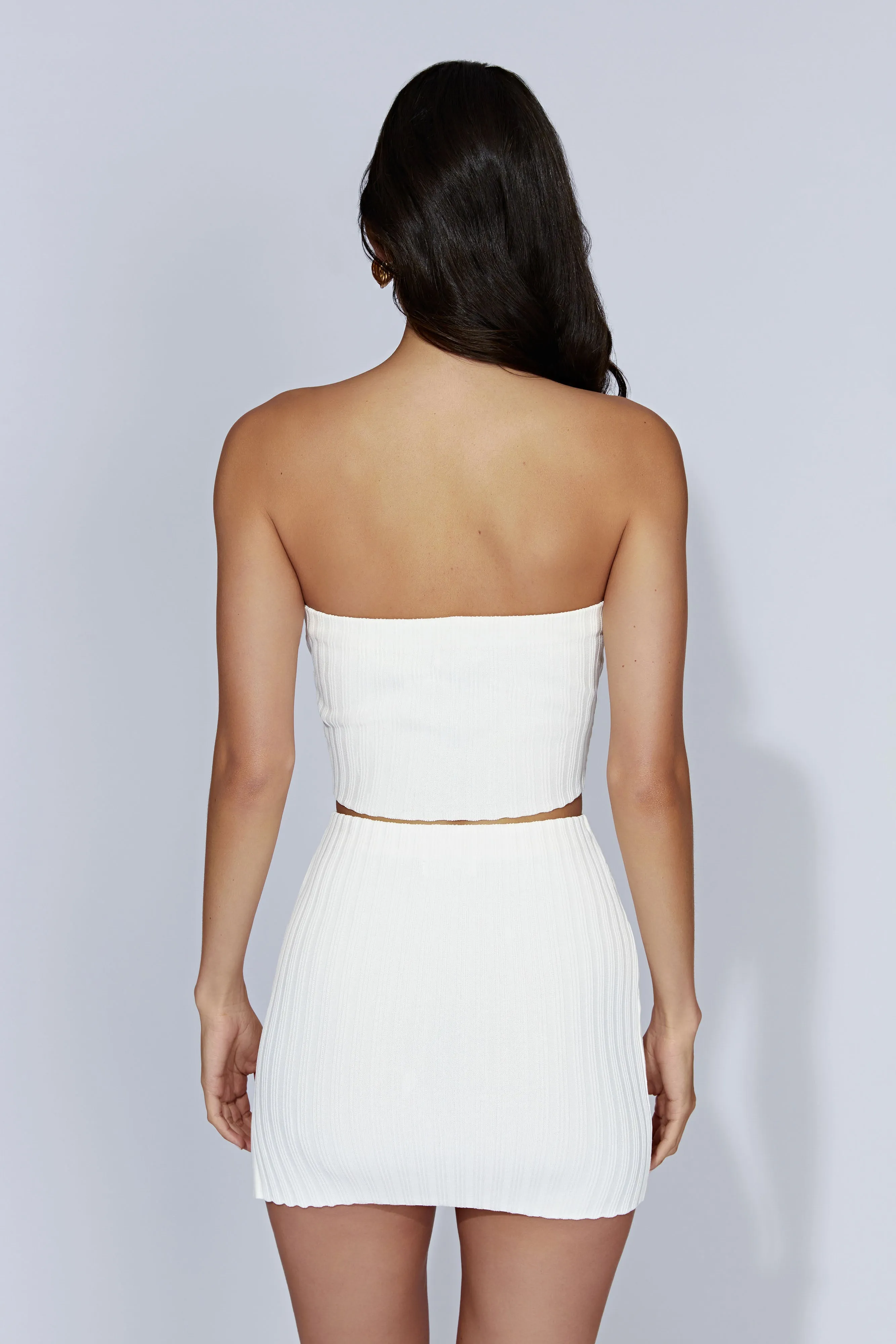 Shiloh Low Rise Knit Mini Skirt - Off White sold by Meshki product image thumbnail 3