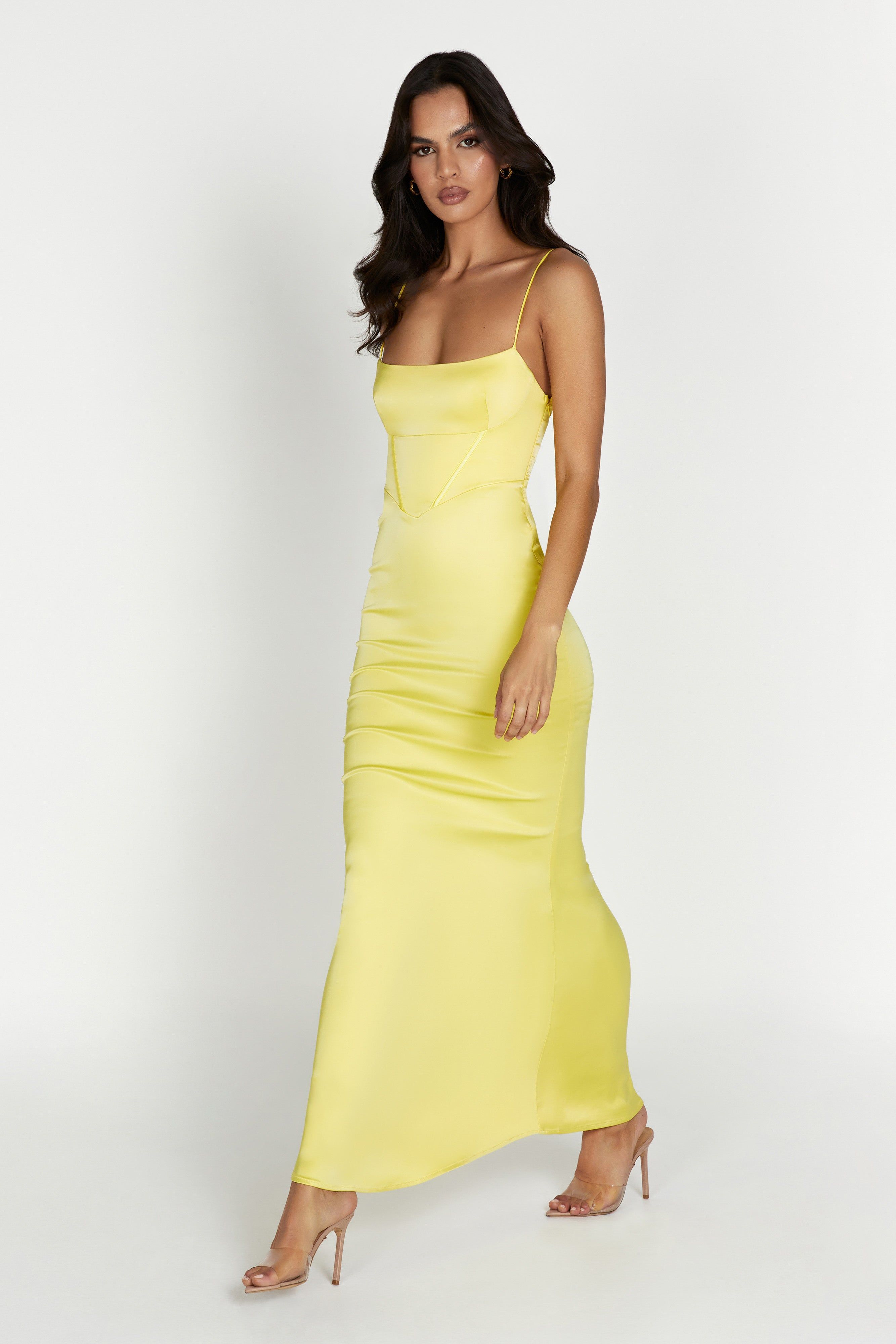 Desirie Corset Maxi Dress - Lemon sold by Meshki