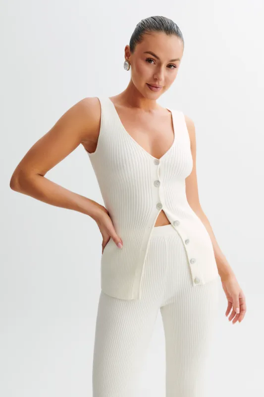 Calypso Knit Longline Vest - Ivory sold by Meshki