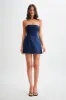 Neeka Strapless Bow Back Mini Dress - Navy sold by Meshki