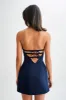 Neeka Strapless Bow Back Mini Dress - Navy sold by Meshki