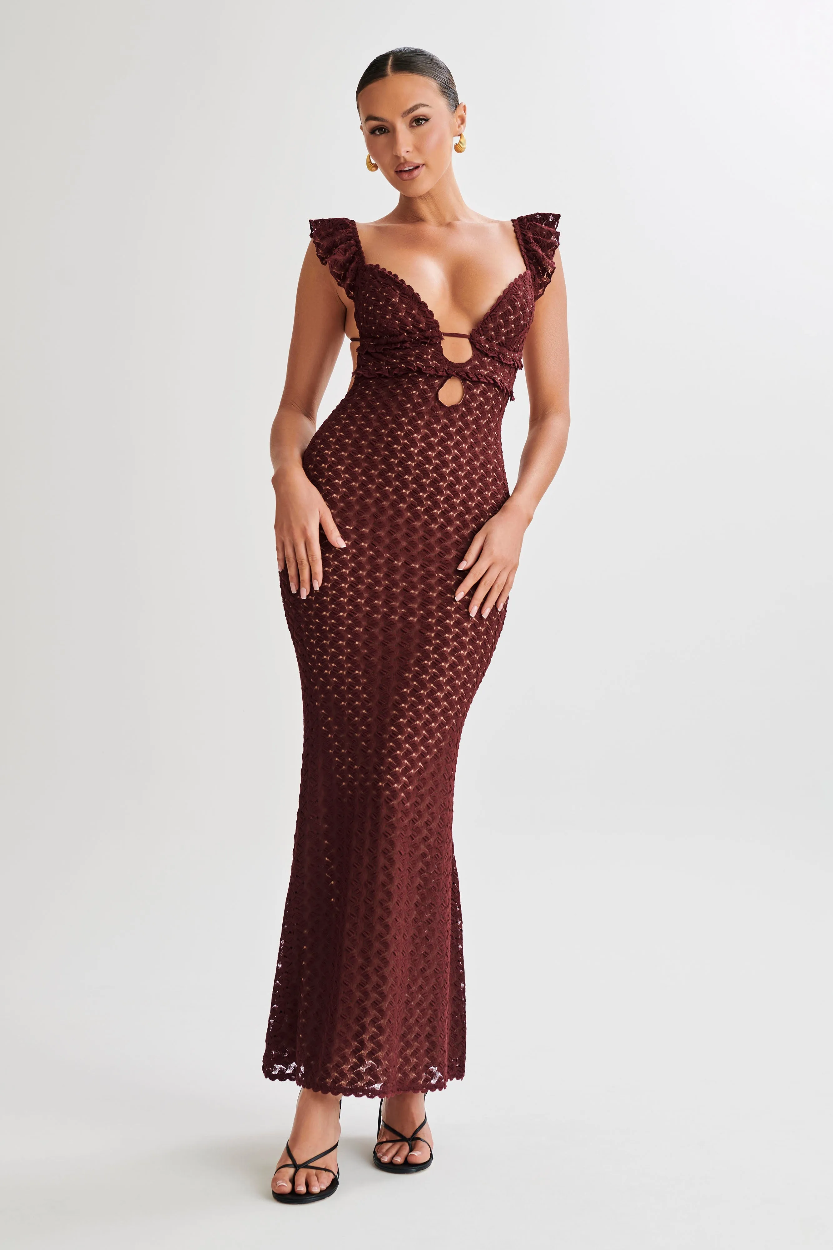 Ezra Lace Maxi Dress - Plum sold by Meshki product image thumbnail 5