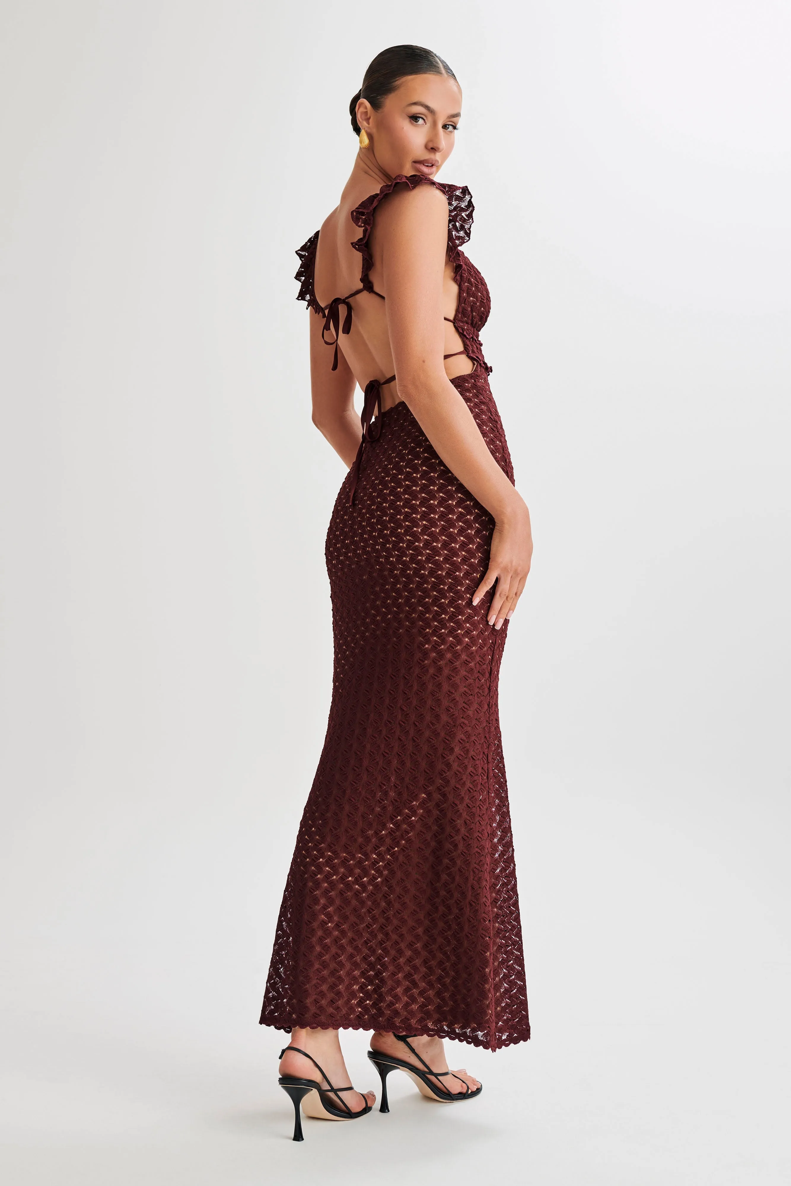 Ezra Lace Maxi Dress - Plum sold by Meshki product image thumbnail 3