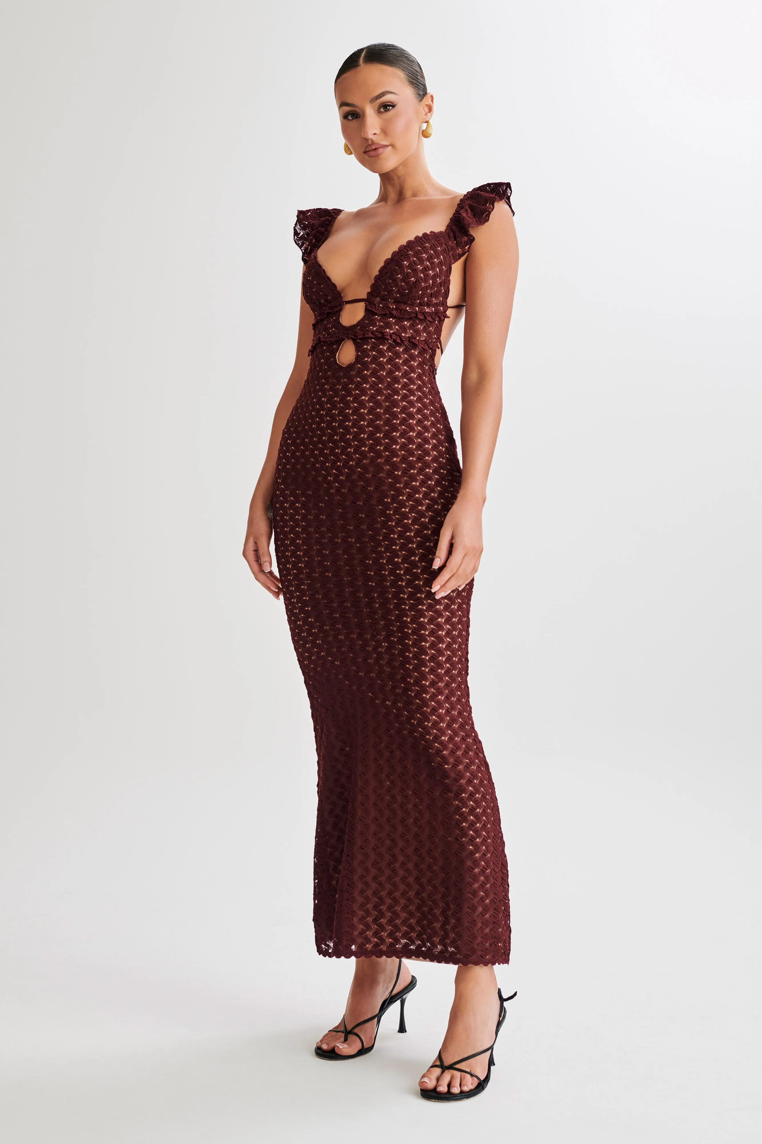 Ezra Lace Maxi Dress - Plum sold by Meshki product image thumbnail 4
