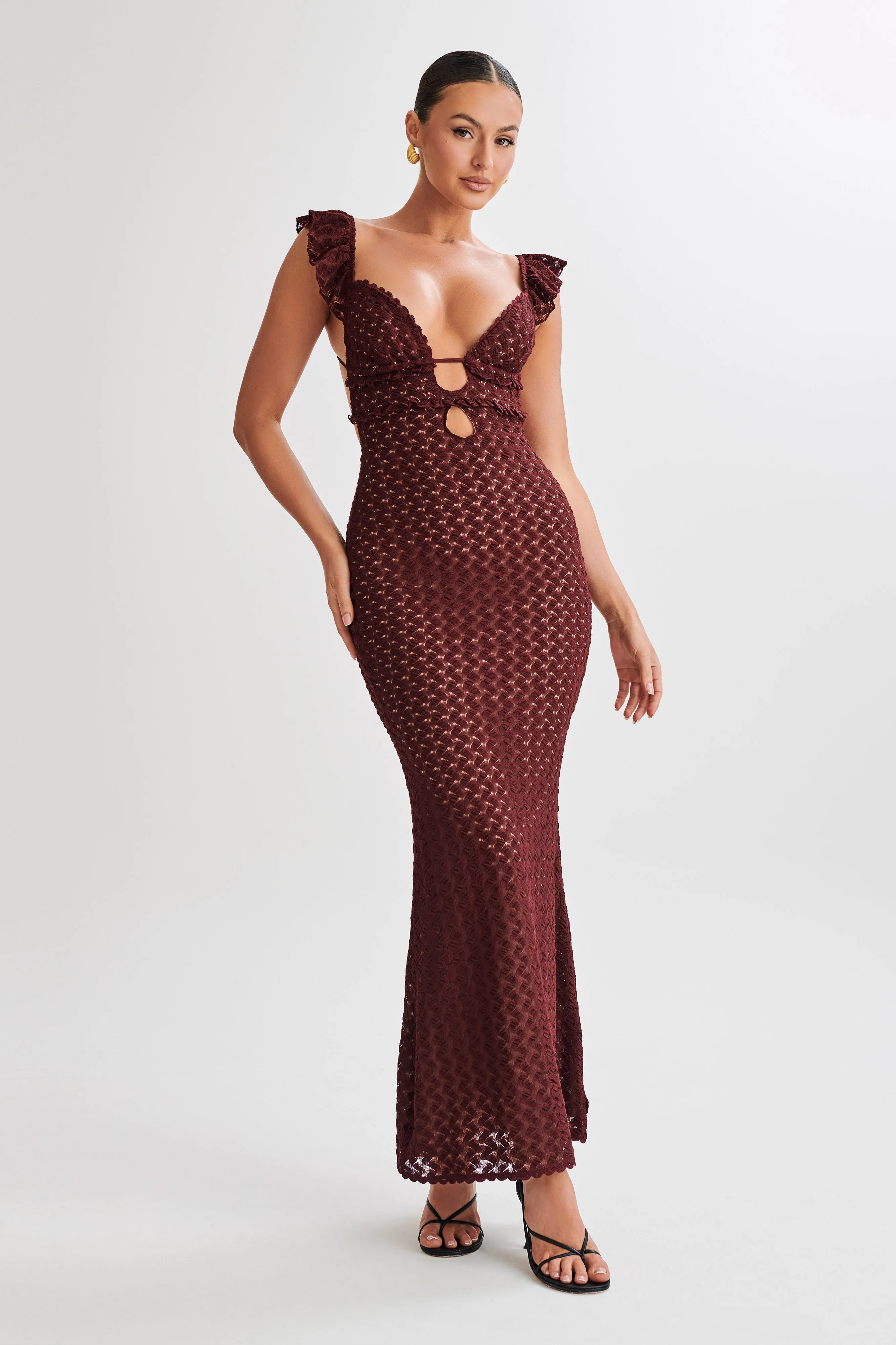 Ezra Lace Maxi Dress - Plum sold by Meshki