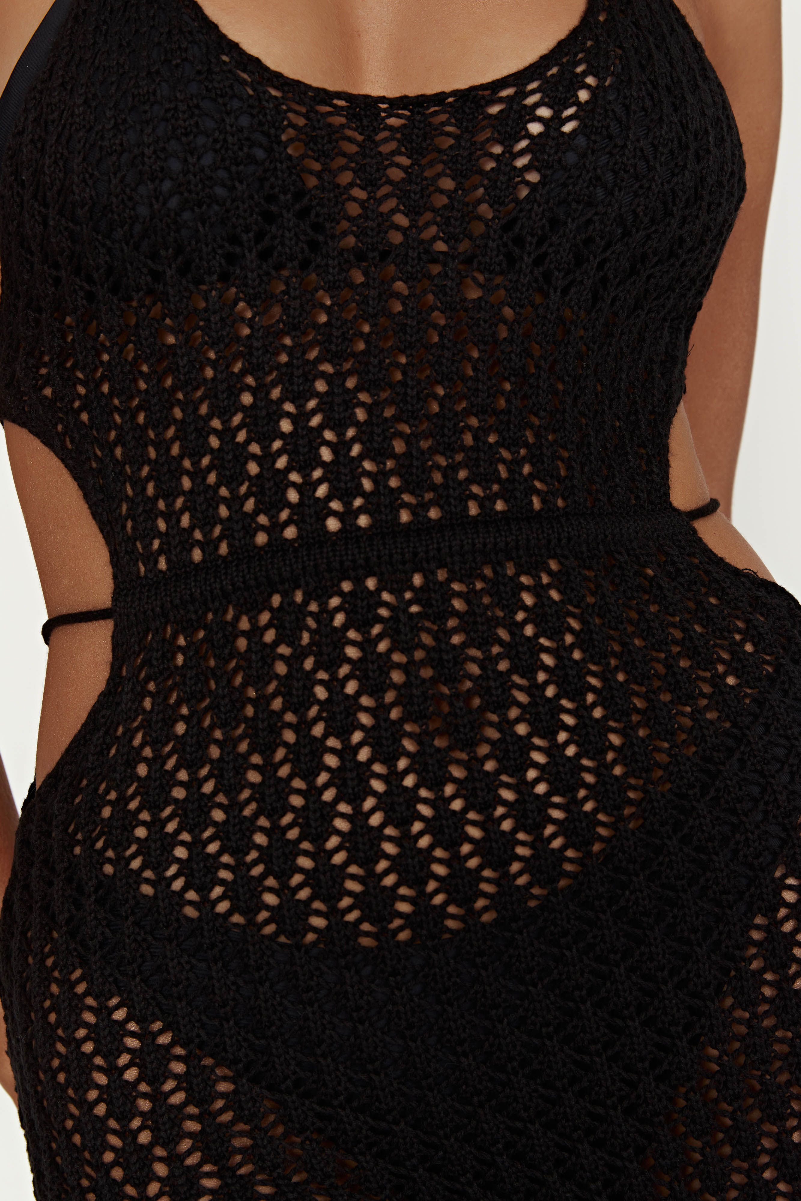 Malia Cut Out Crochet Maxi Dress - Black sold by Meshki product image thumbnail 5