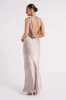 Angelique Satin Cowl Back Maxi Dress - Taupe sold by Meshki