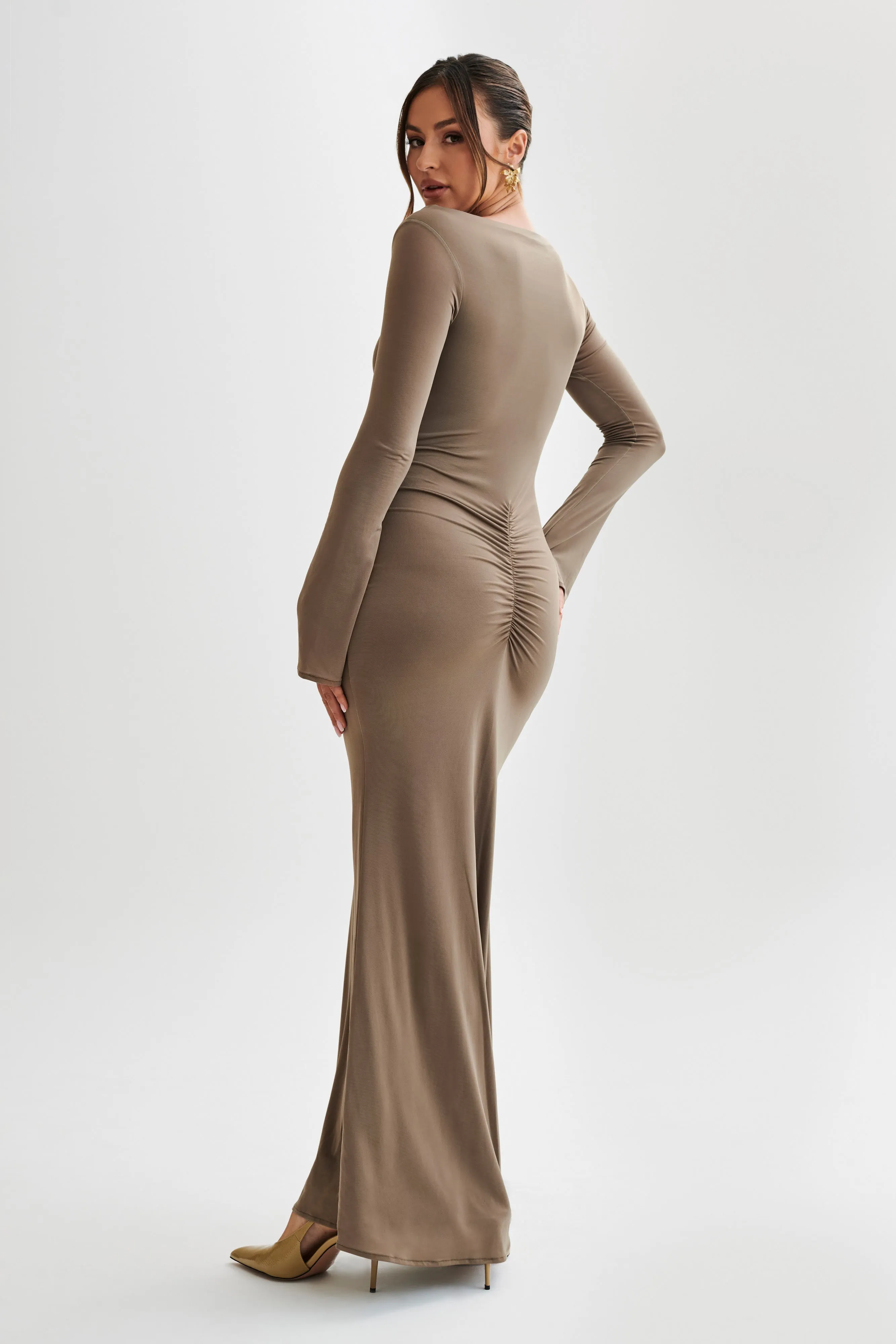 Millicent Slinky Long Sleeve Maxi Dress - Coco sold by Meshki product image thumbnail 2