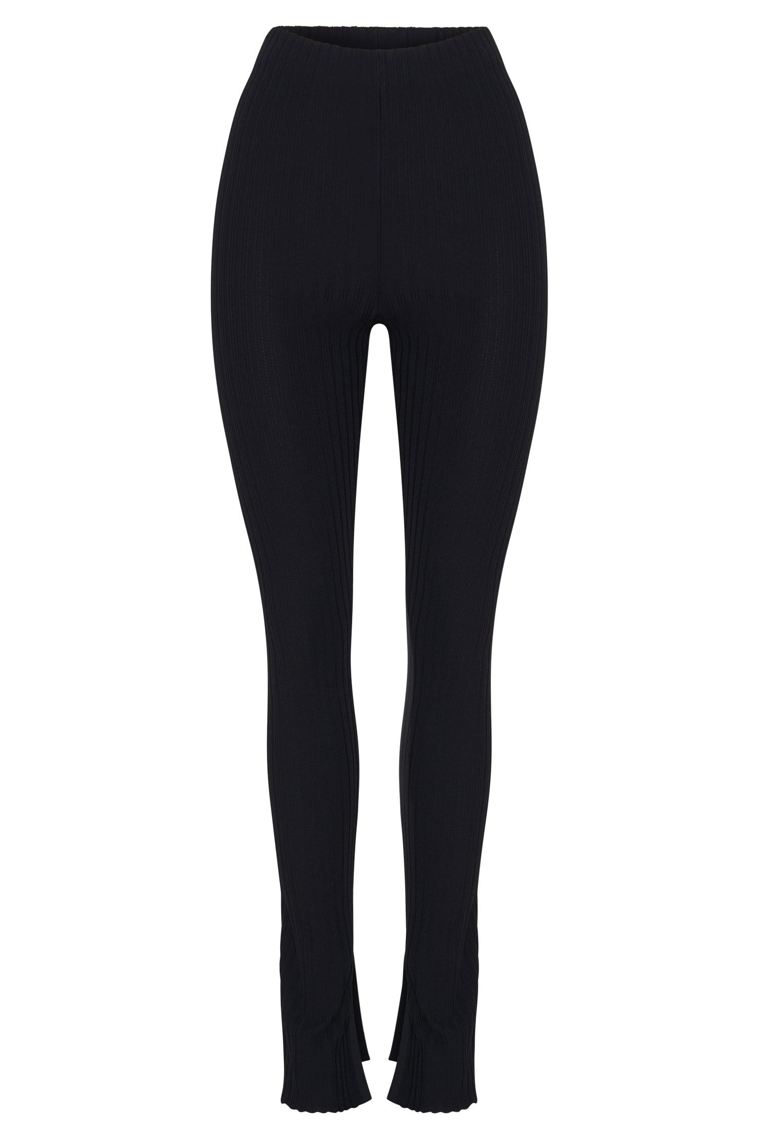Jordi Side Split Knit Leggings - Black sold by Meshki product image thumbnail 6