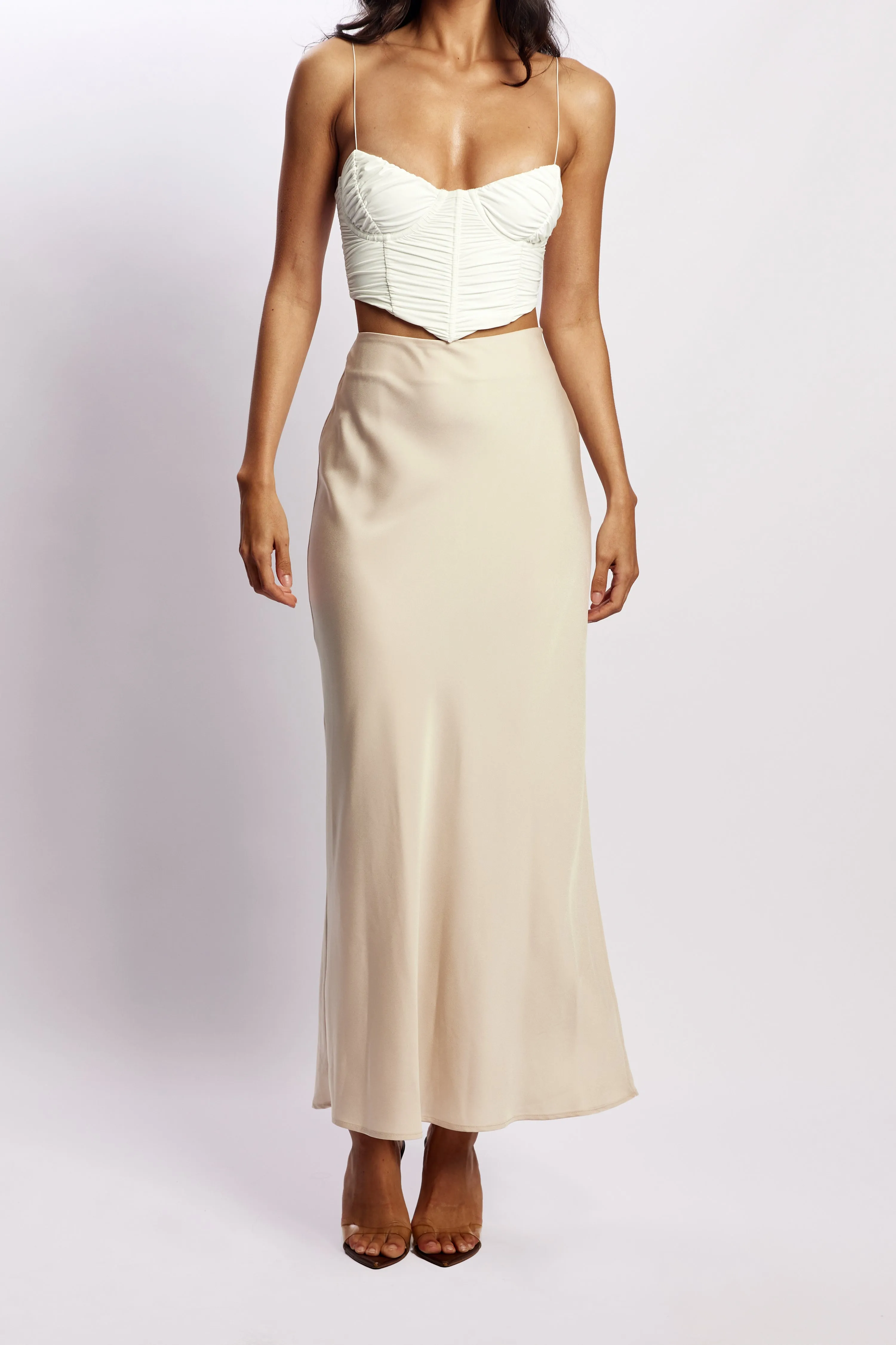 Missy Maxi Satin Skirt - Champagne sold by Meshki product image thumbnail 5