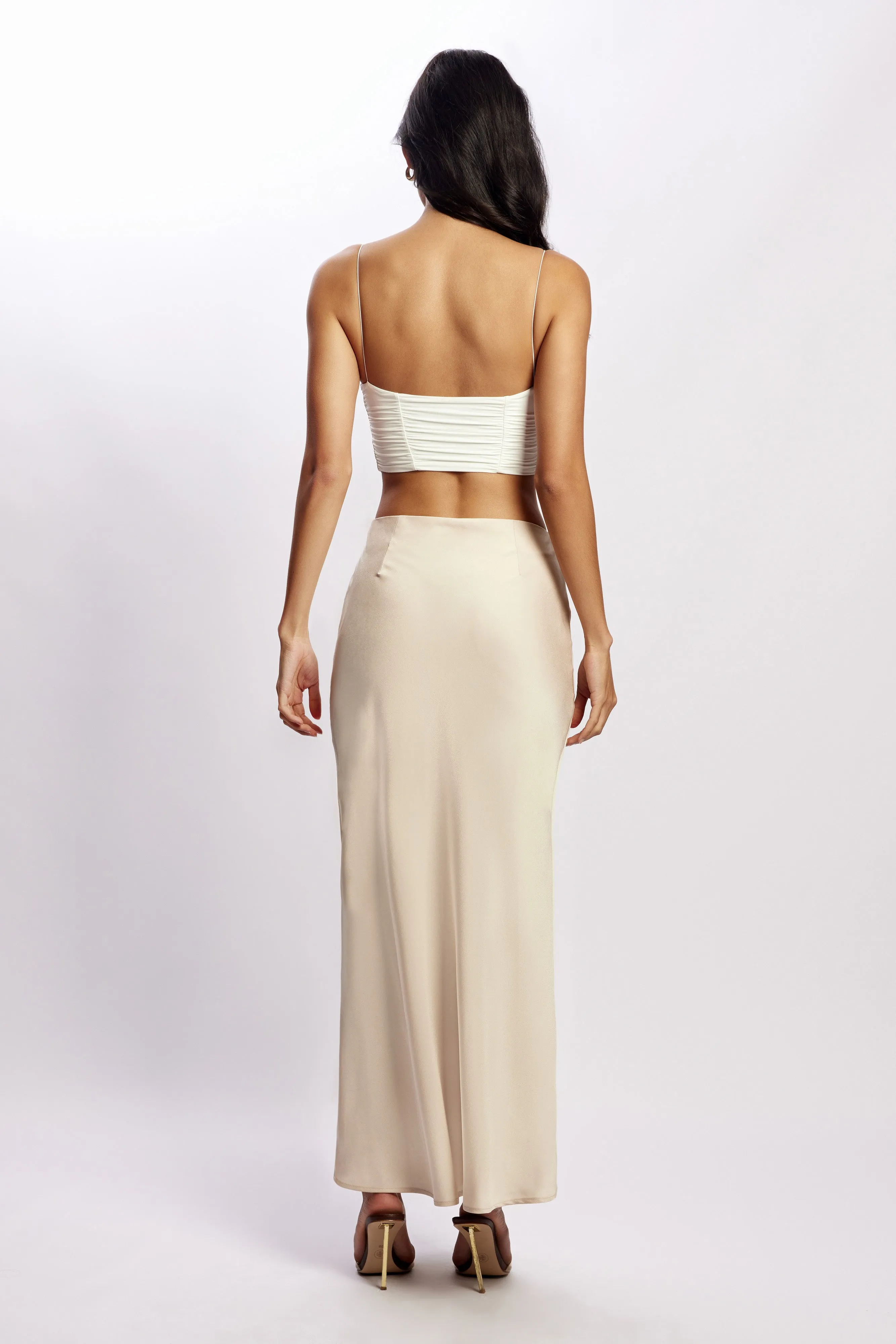 Missy Maxi Satin Skirt - Champagne sold by Meshki product image thumbnail 2