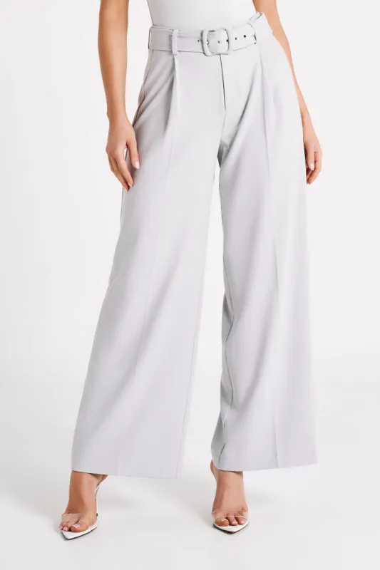 Tenley Wide Leg Suiting Pants - Ice Grey sold by Meshki