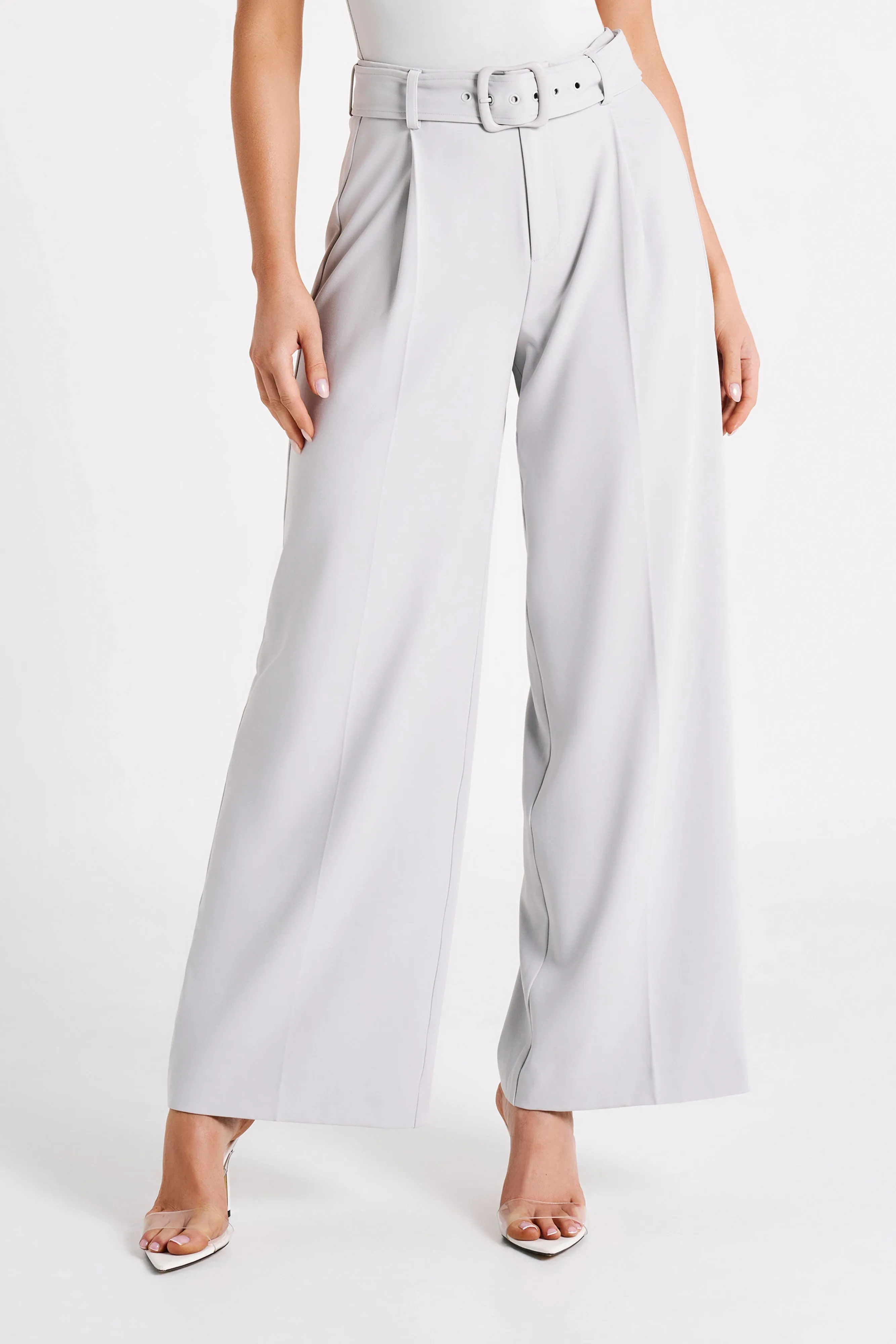 Tenley Wide Leg Suiting Pants - Ice Grey sold by Meshki